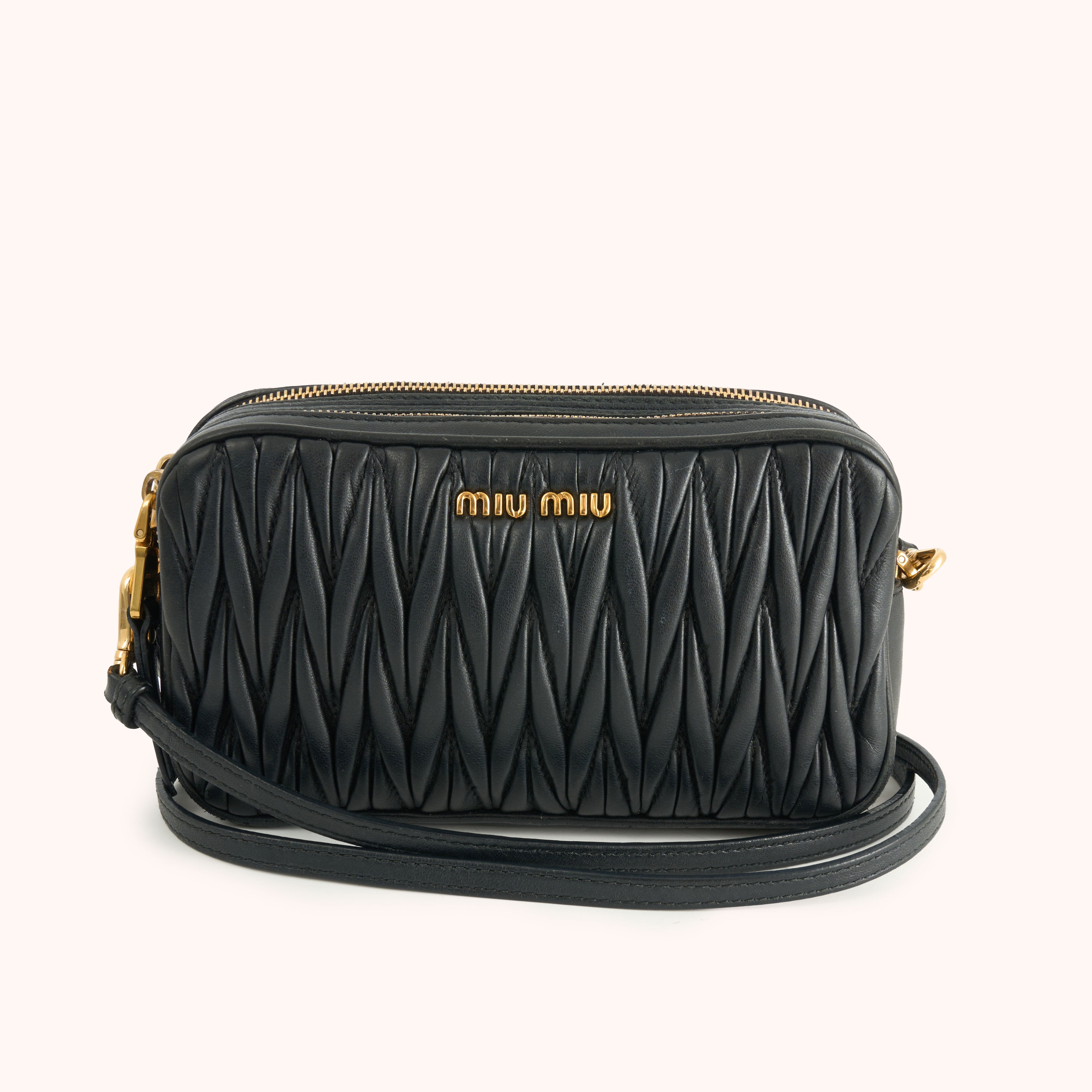 Miu Miu Matelassé Crossbody Bag Black