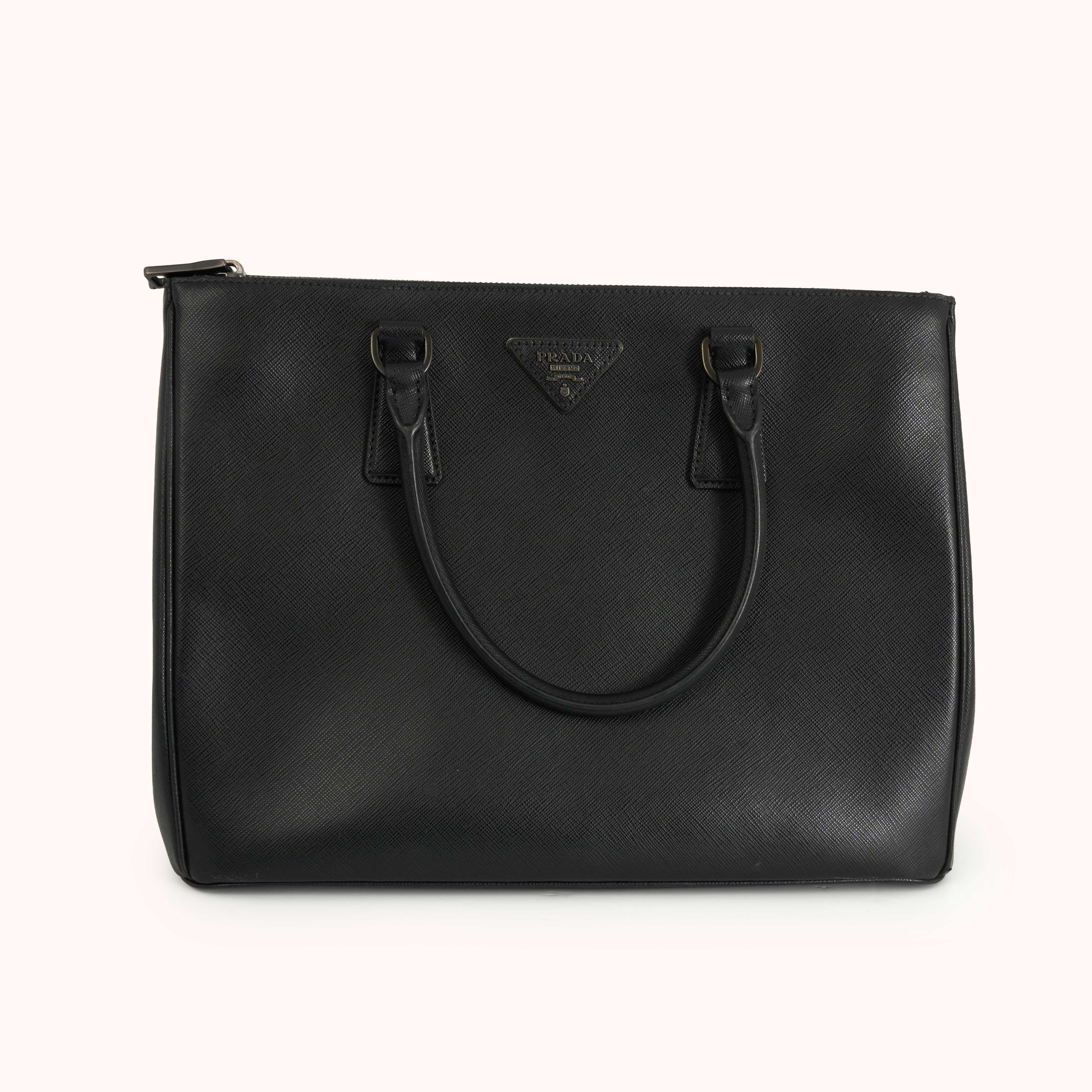 Prada Galleria Executive Tote Bag Black Saffiano Leder Handtasche