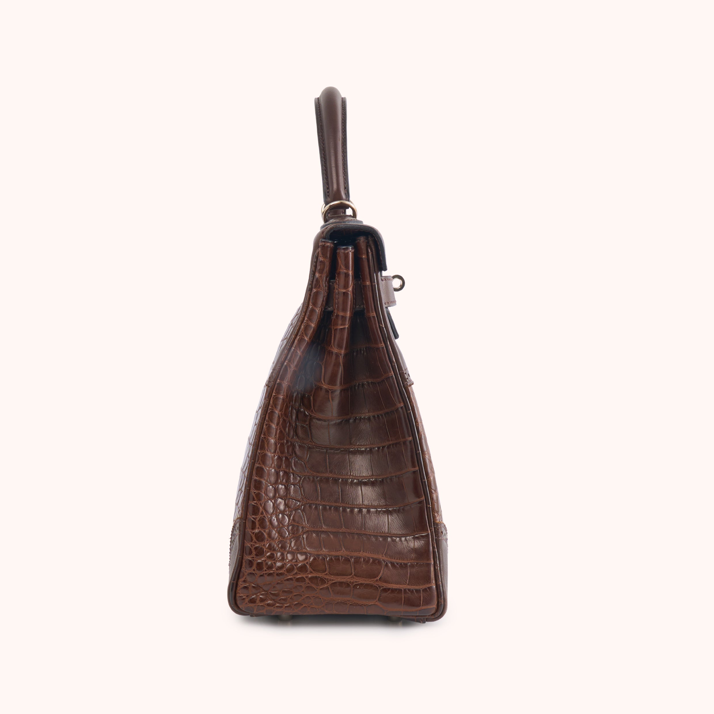 Hermès Kelly 32 Sellier Alligator & Box Calf Marron