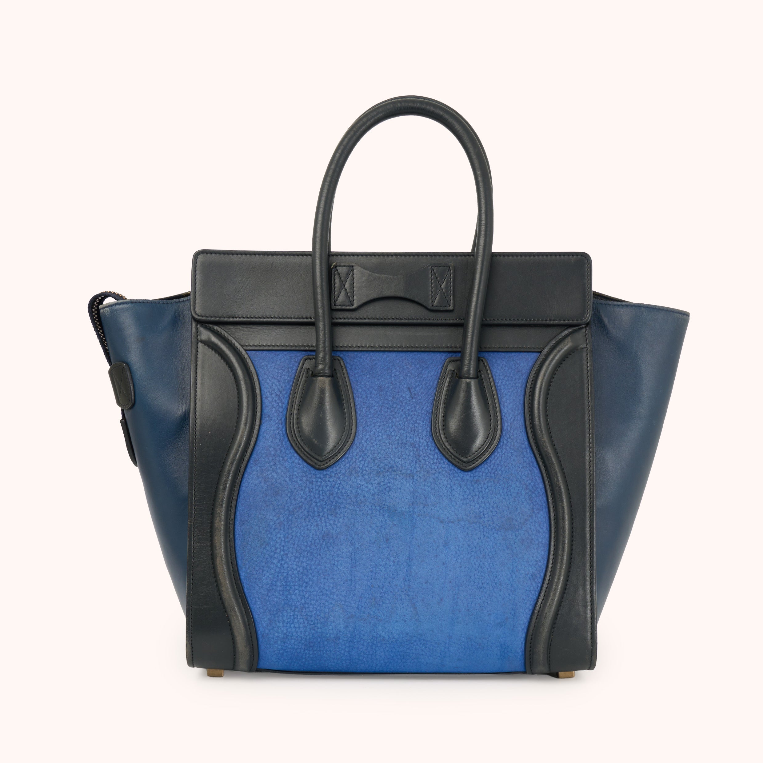 Céline Luggage Tote Mini Tricolor Blau Schwarz