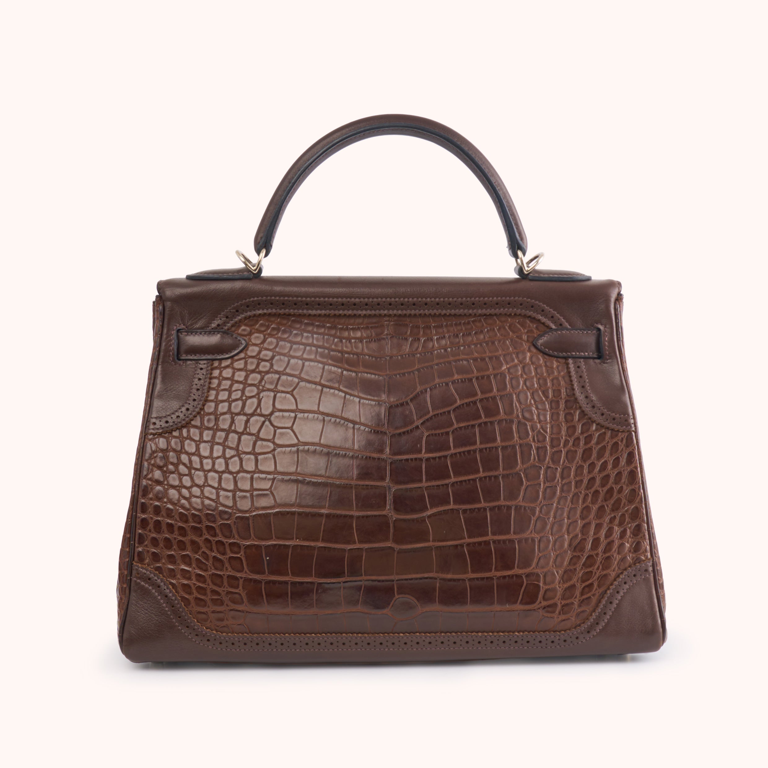 Hermès Kelly 32 Sellier Alligator & Box Calf Marron