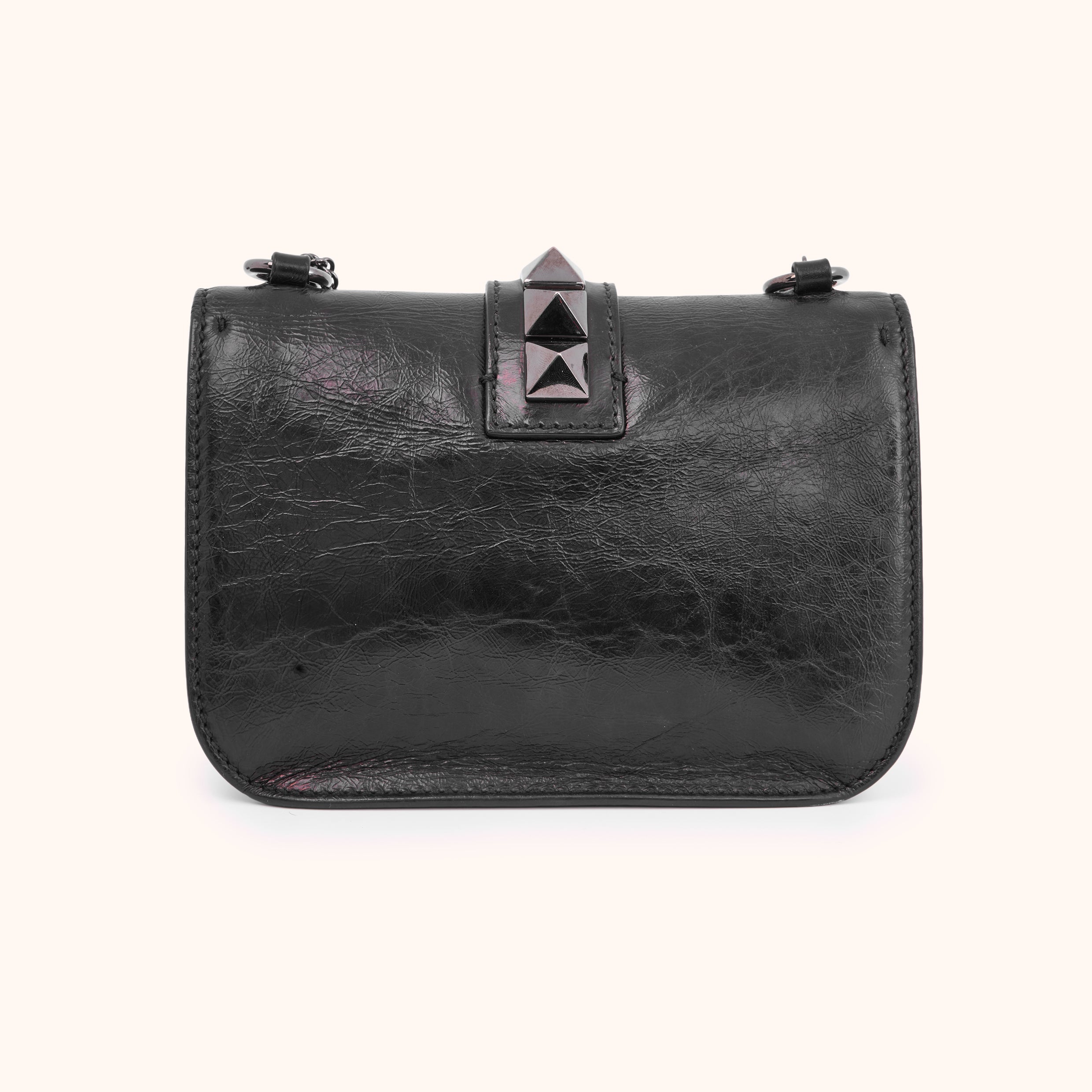 Valentino Garavani Rockstud Spike Lock Bag Black