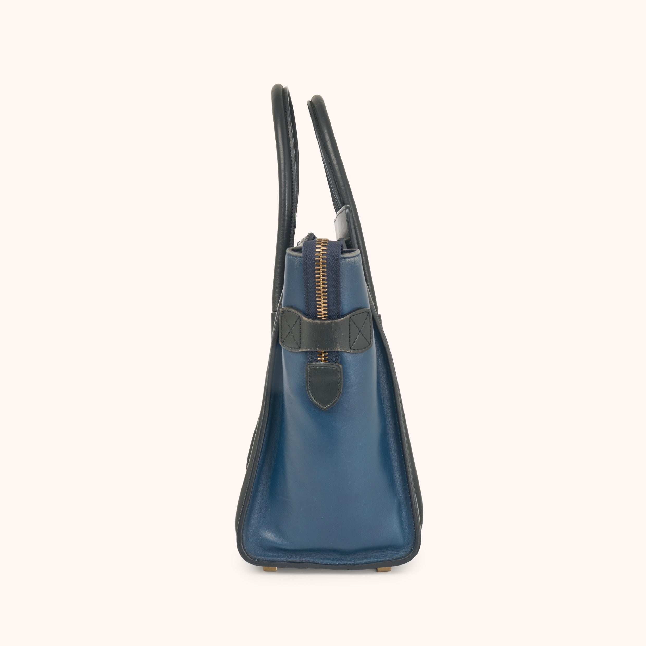 Céline Luggage Tote Mini Tricolor Blau Schwarz