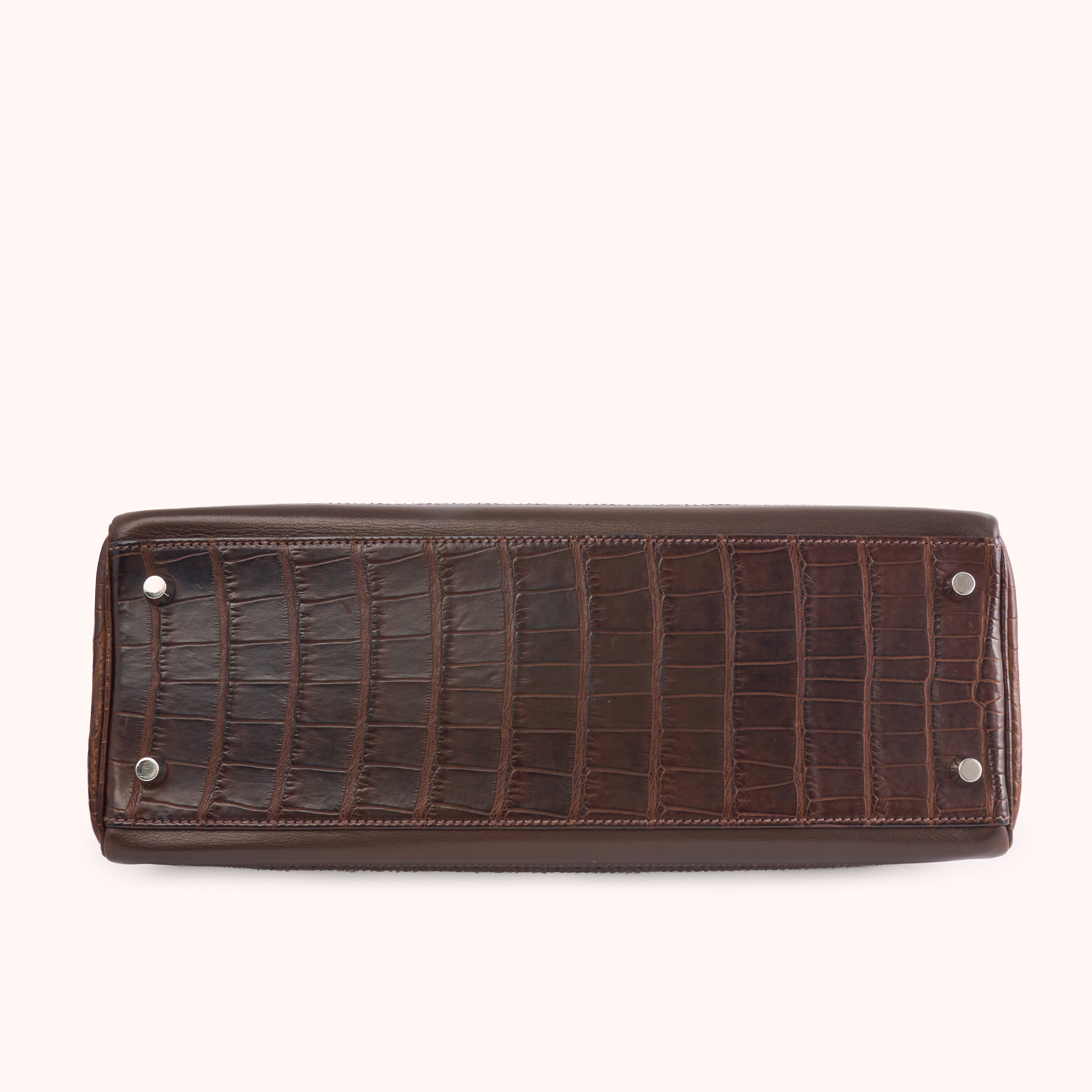 Hermès Kelly 32 Sellier Alligator & Box Calf Marron