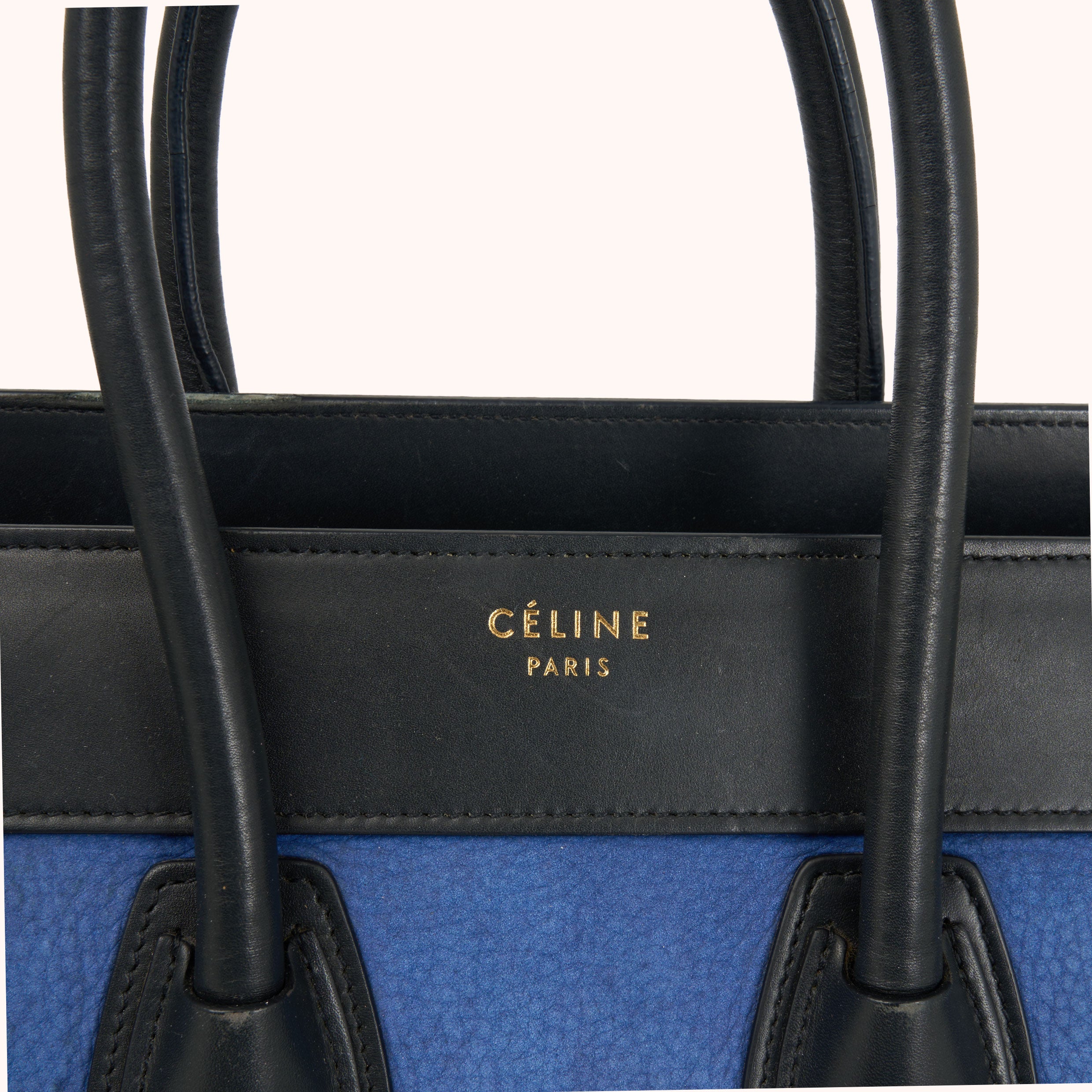 Céline Luggage Tote Mini Tricolor Blau Schwarz