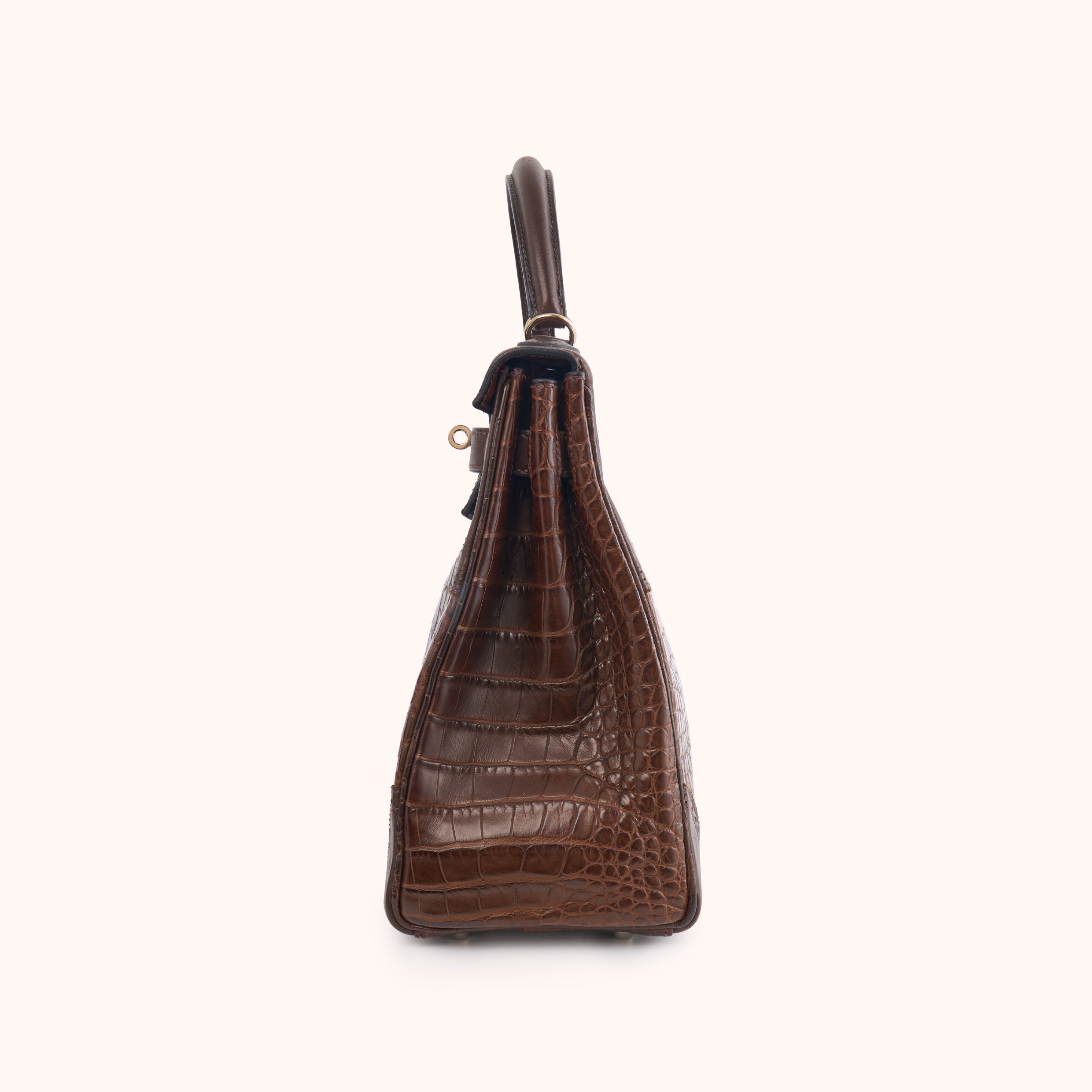 Hermès Kelly 32 Sellier Alligator & Box Calf Marron