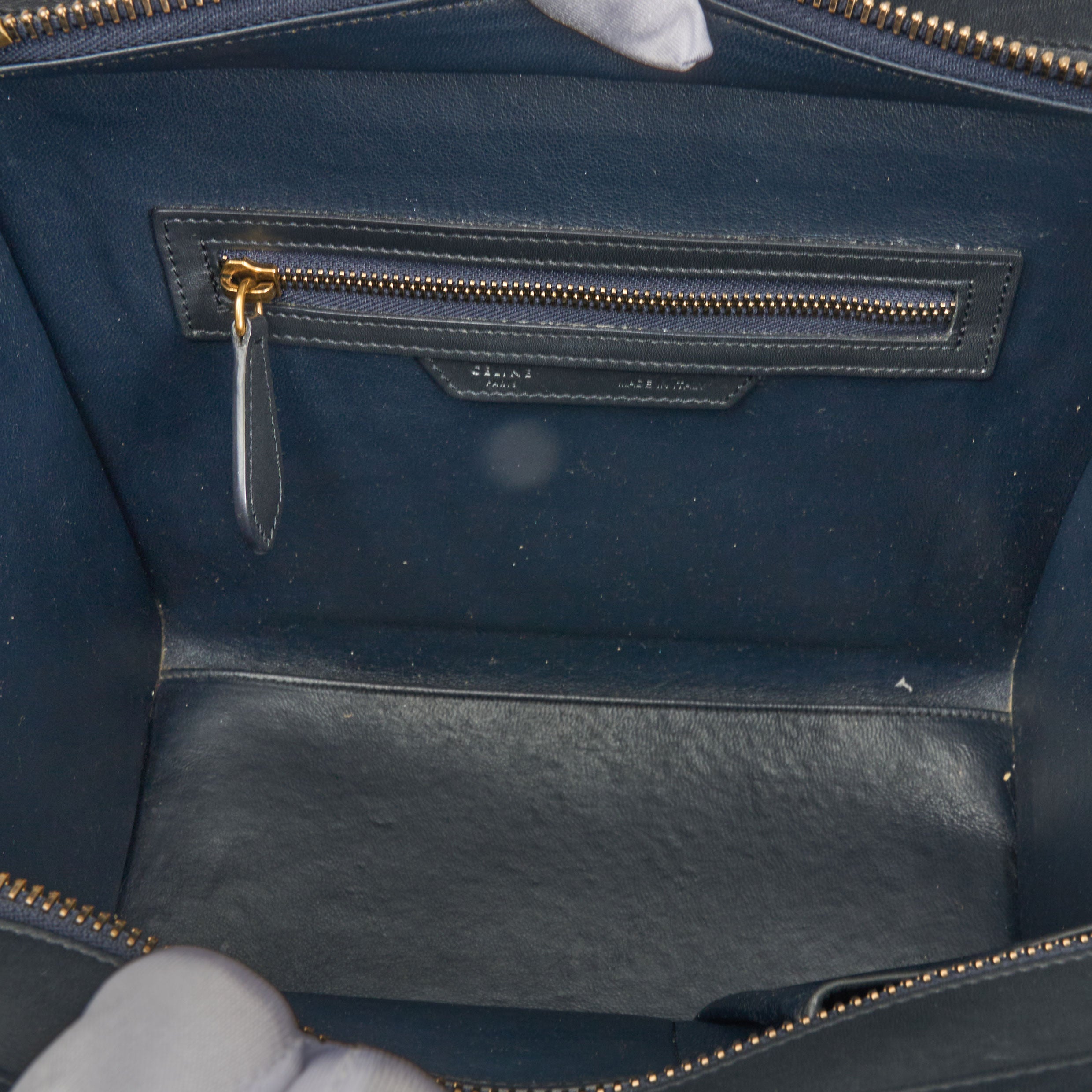 Céline Luggage Tote Mini Tricolor Blau Schwarz