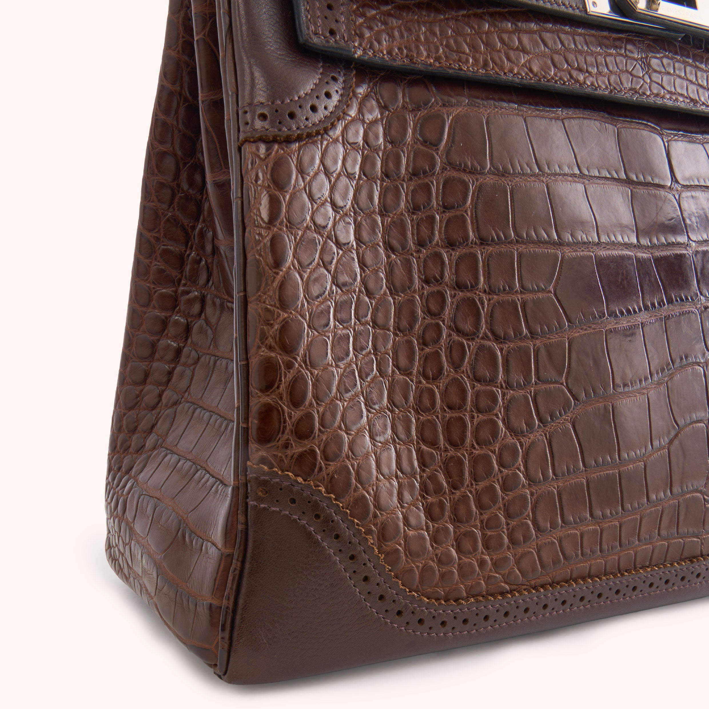 Hermès Kelly 32 Sellier Alligator & Box Calf Marron