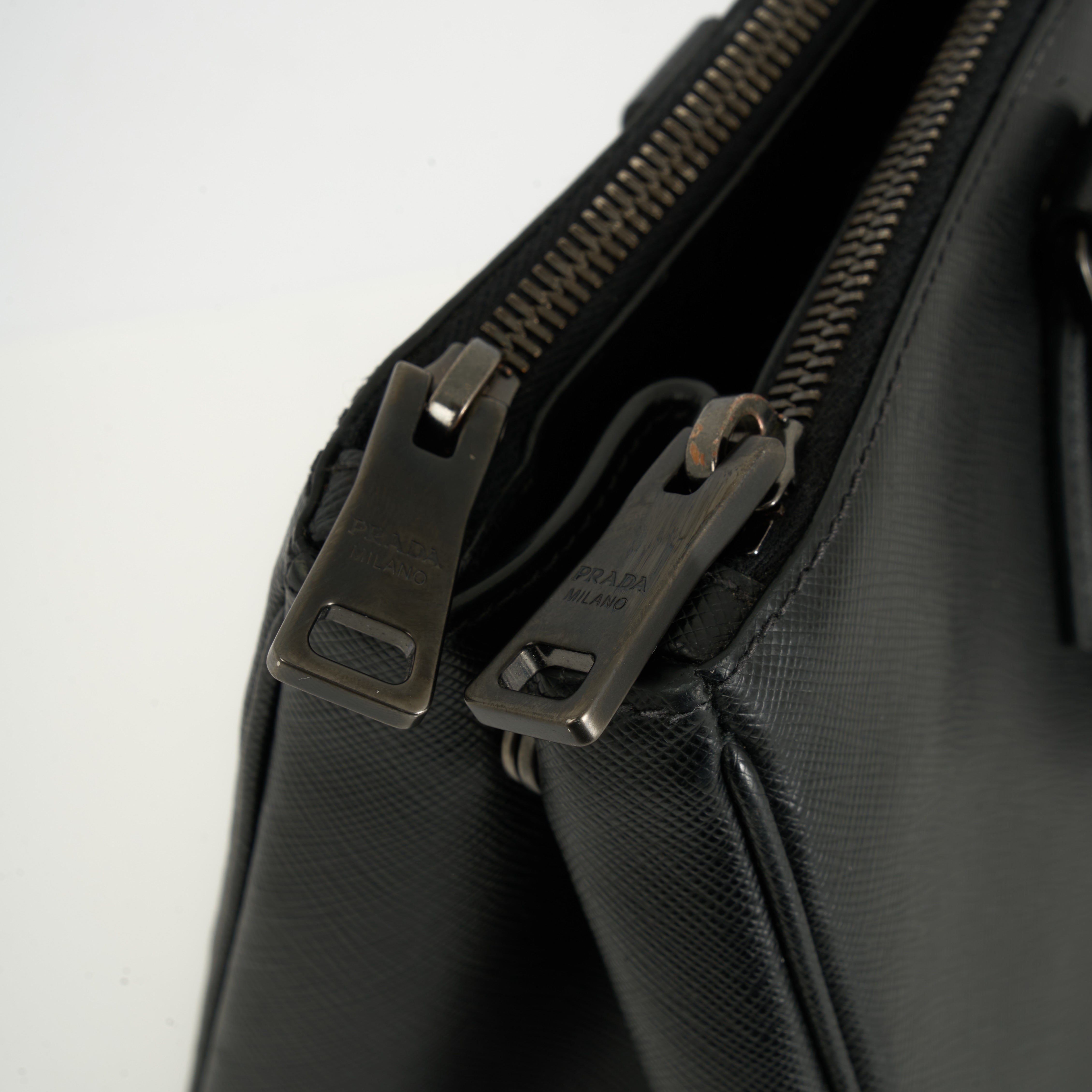 Prada Galleria Executive Tote Bag Black Saffiano Leder Handtasche