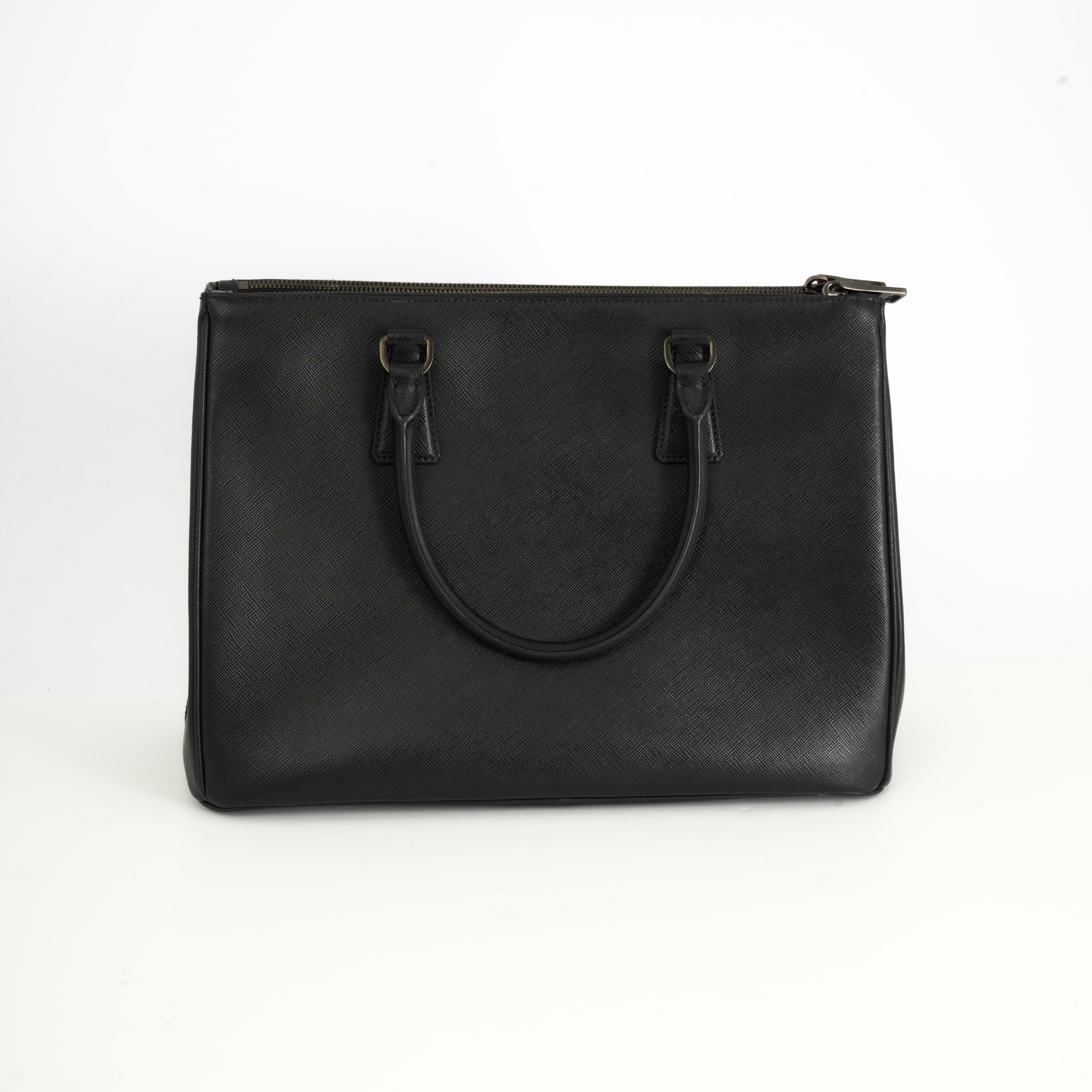 Prada Galleria Executive Tote Bag Black Saffiano Leder Handtasche