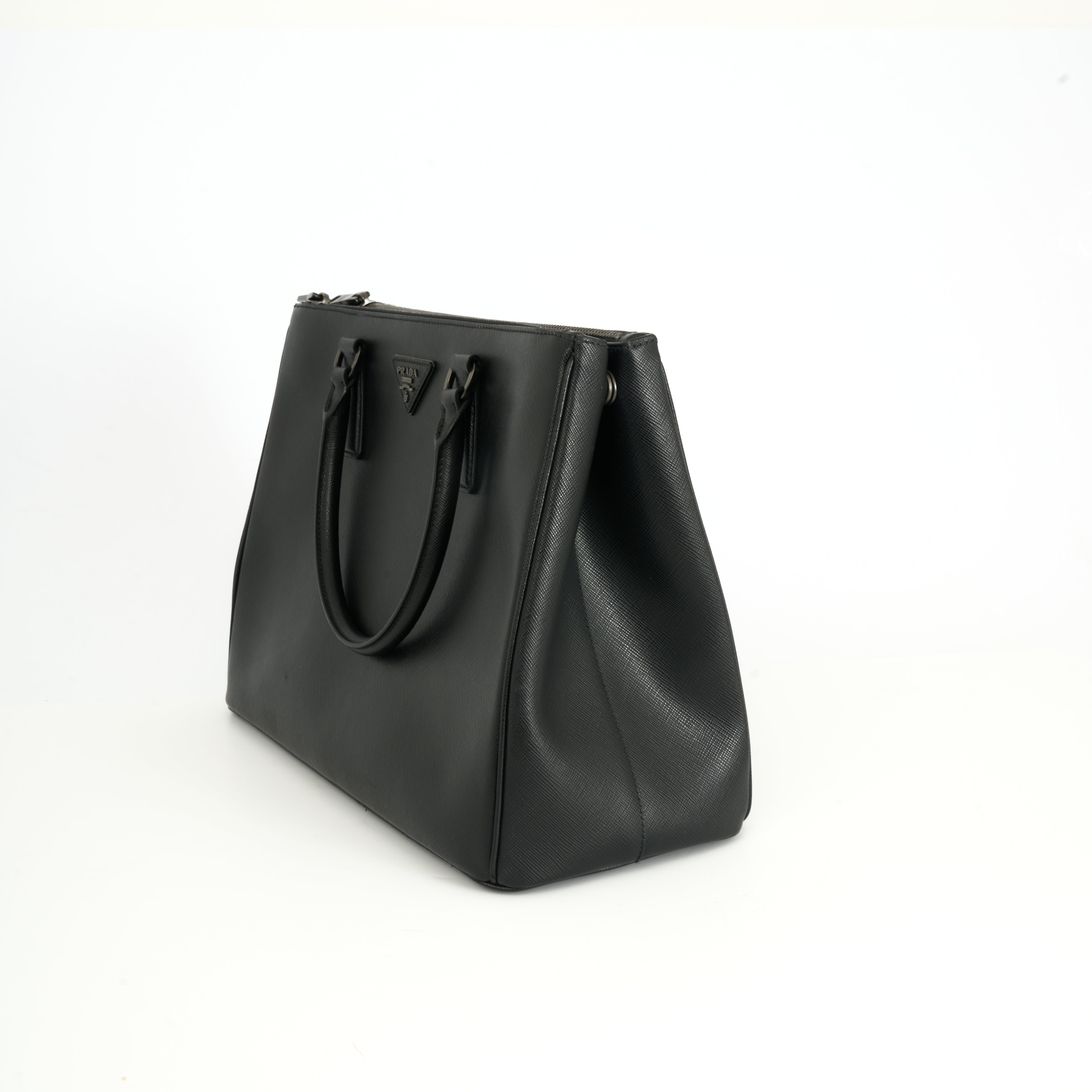 Prada Galleria Executive Tote Bag Black Saffiano Leder Handtasche