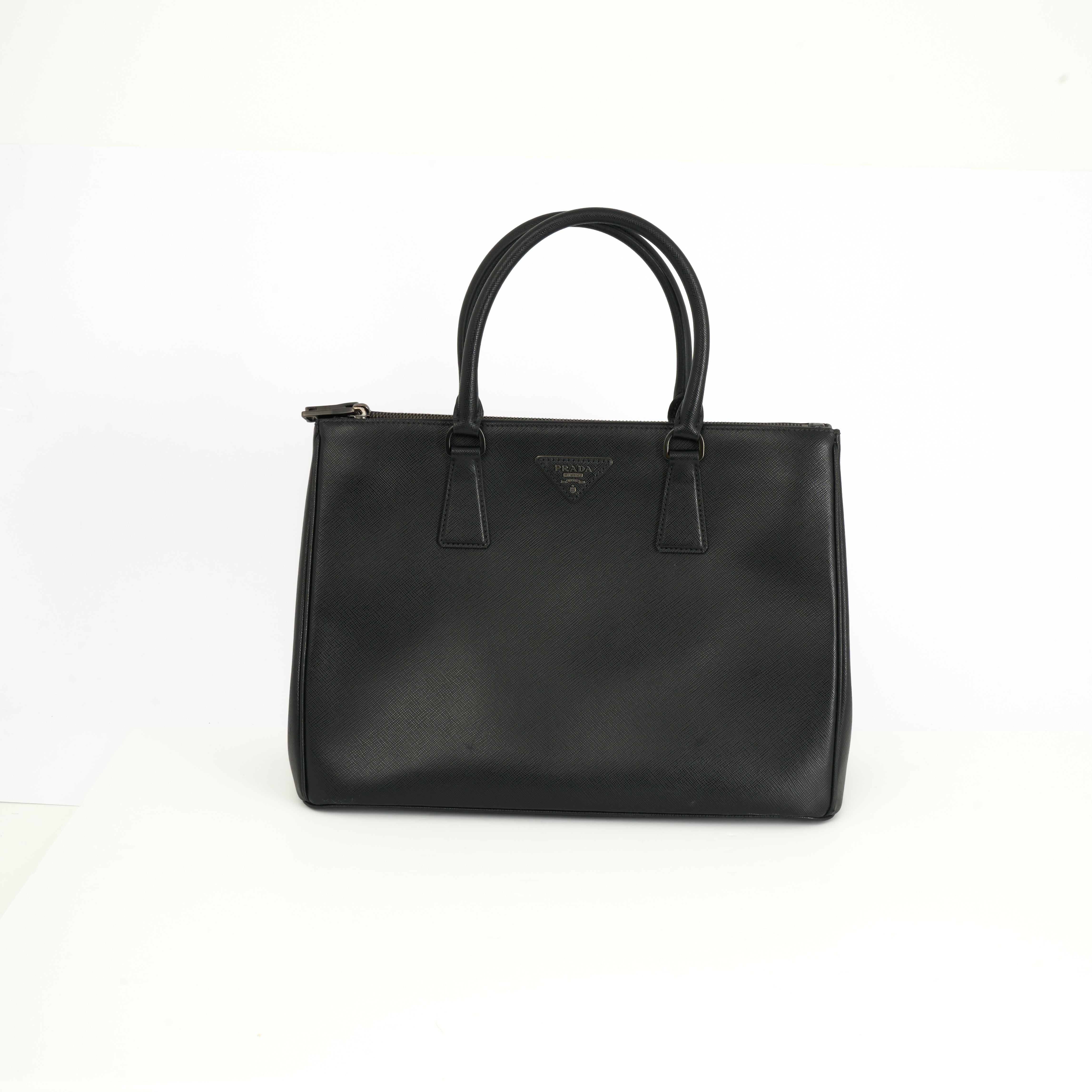 Prada Galleria Executive Tote Bag Black Saffiano Leder Handtasche