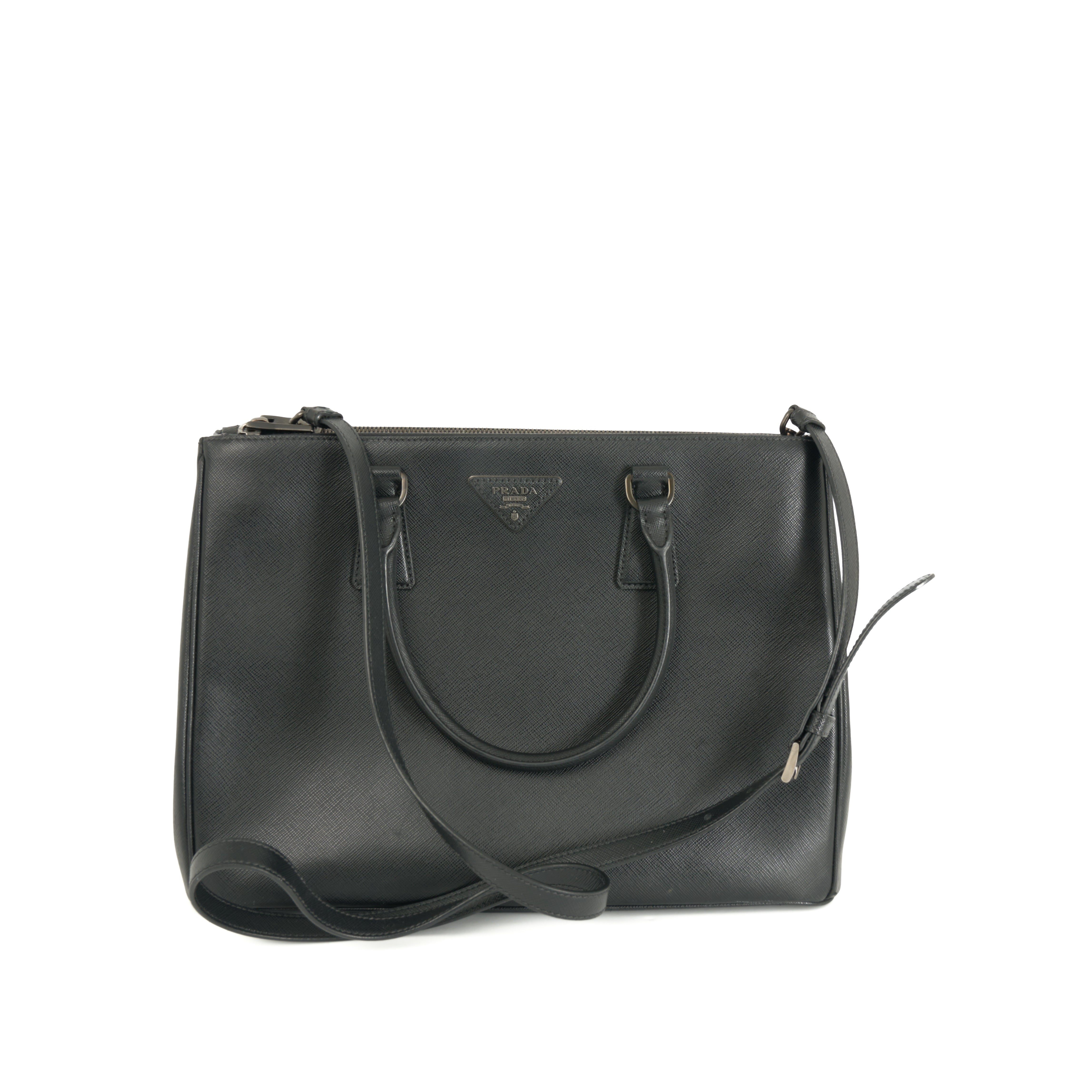 Prada Galleria Executive Tote Bag Black Saffiano Leder Handtasche