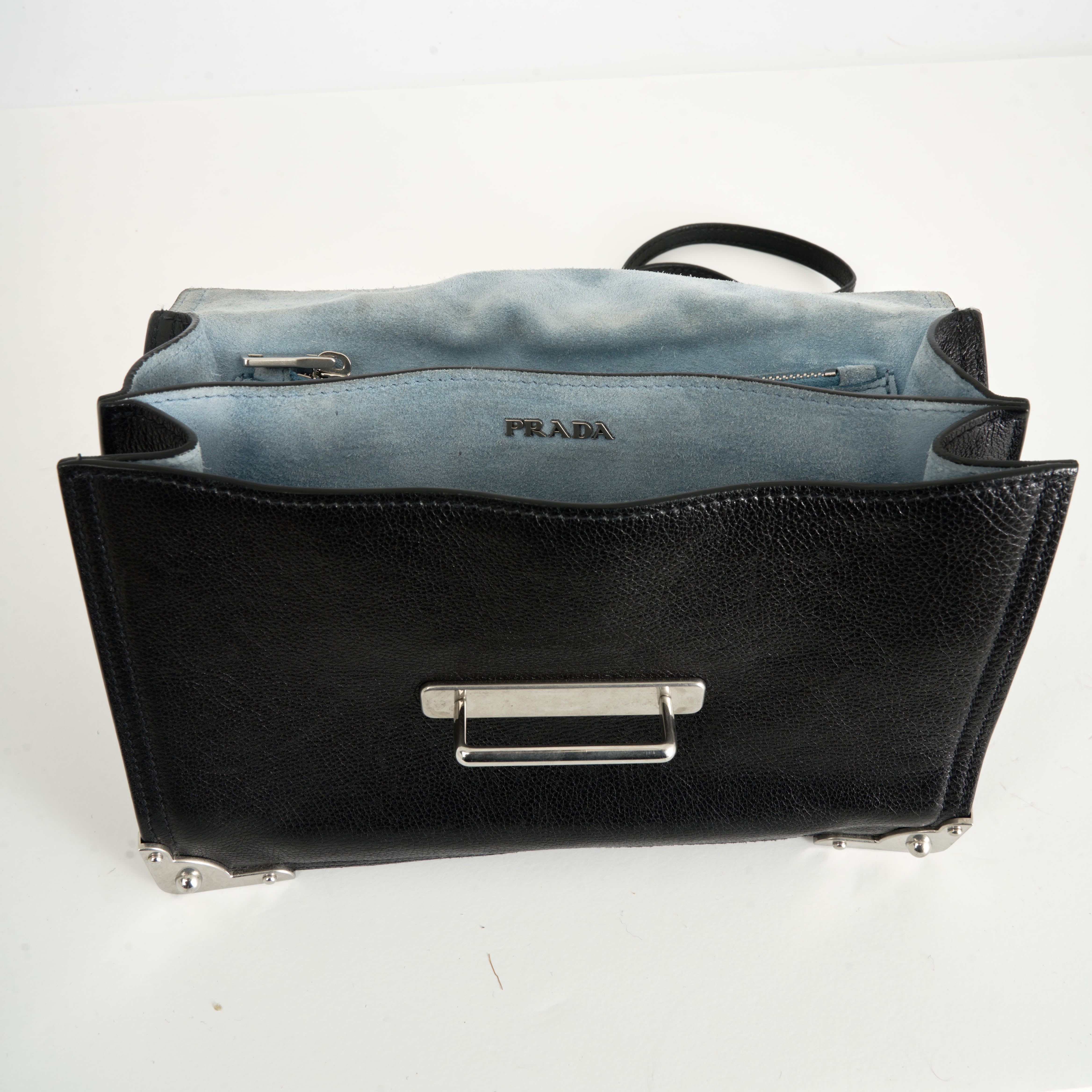 Prada Cahier Crossbody Bag Schwarz Leder