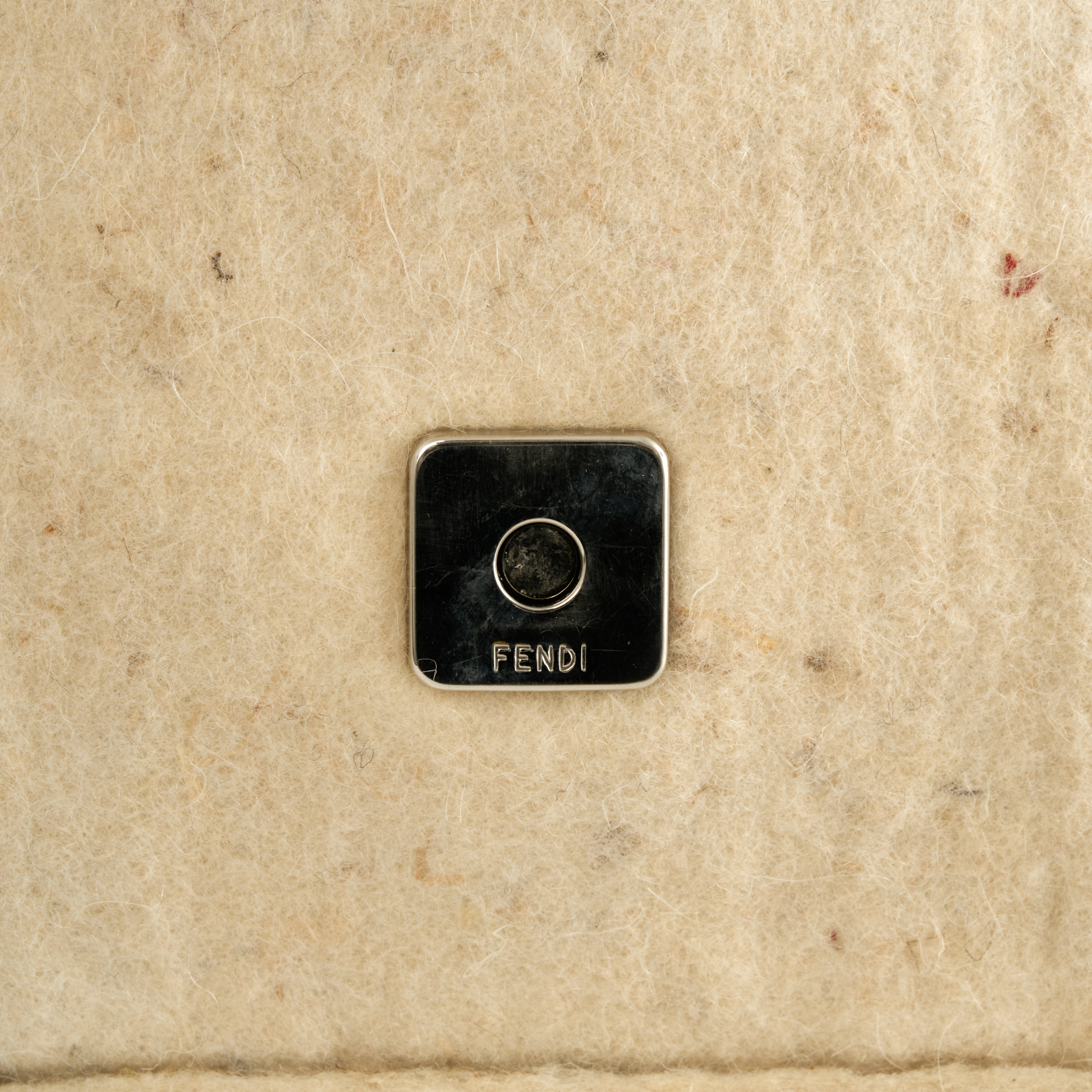 Fendi Baguette Selleria Beige Wool / Black Leather