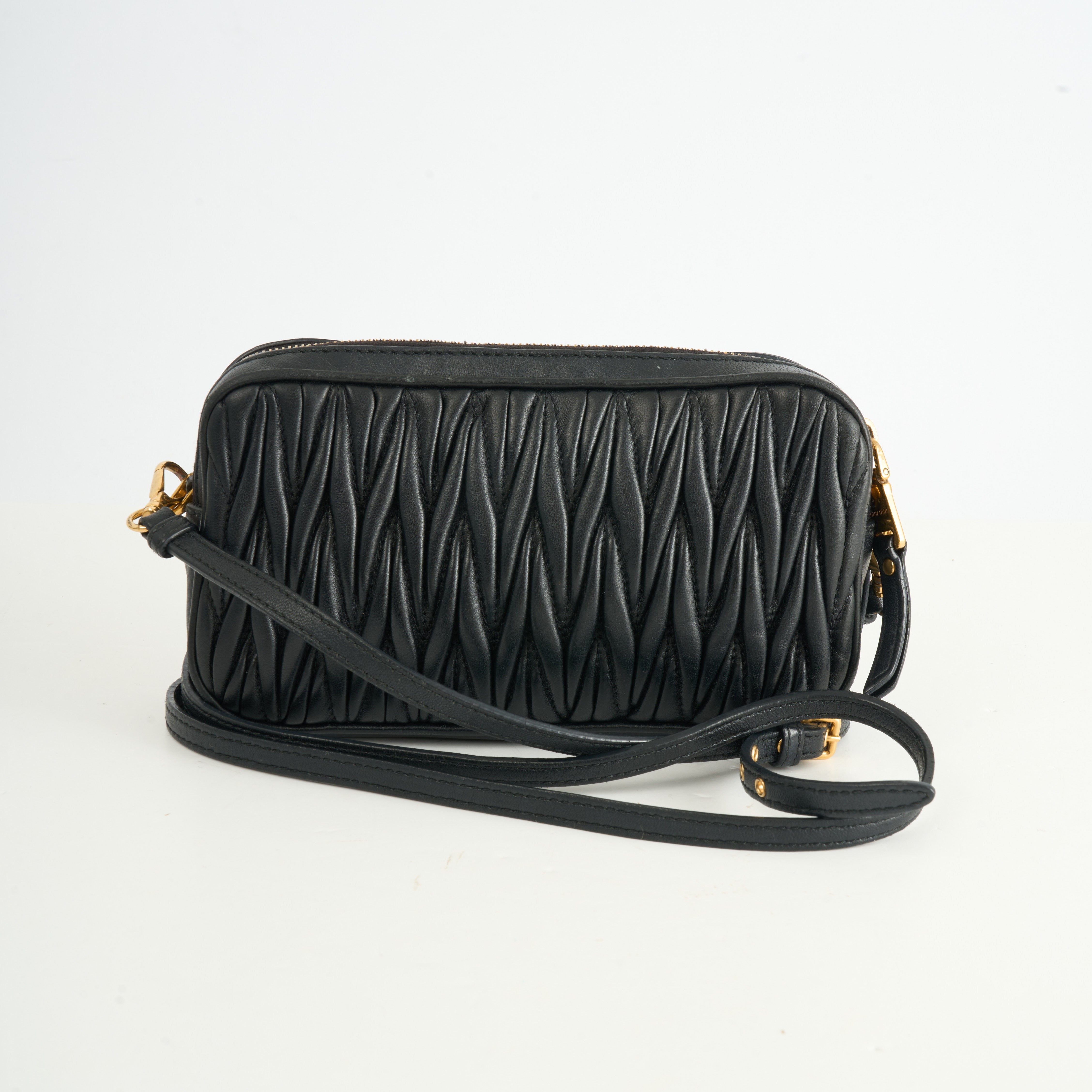 Miu Miu Matelassé Crossbody Bag Black