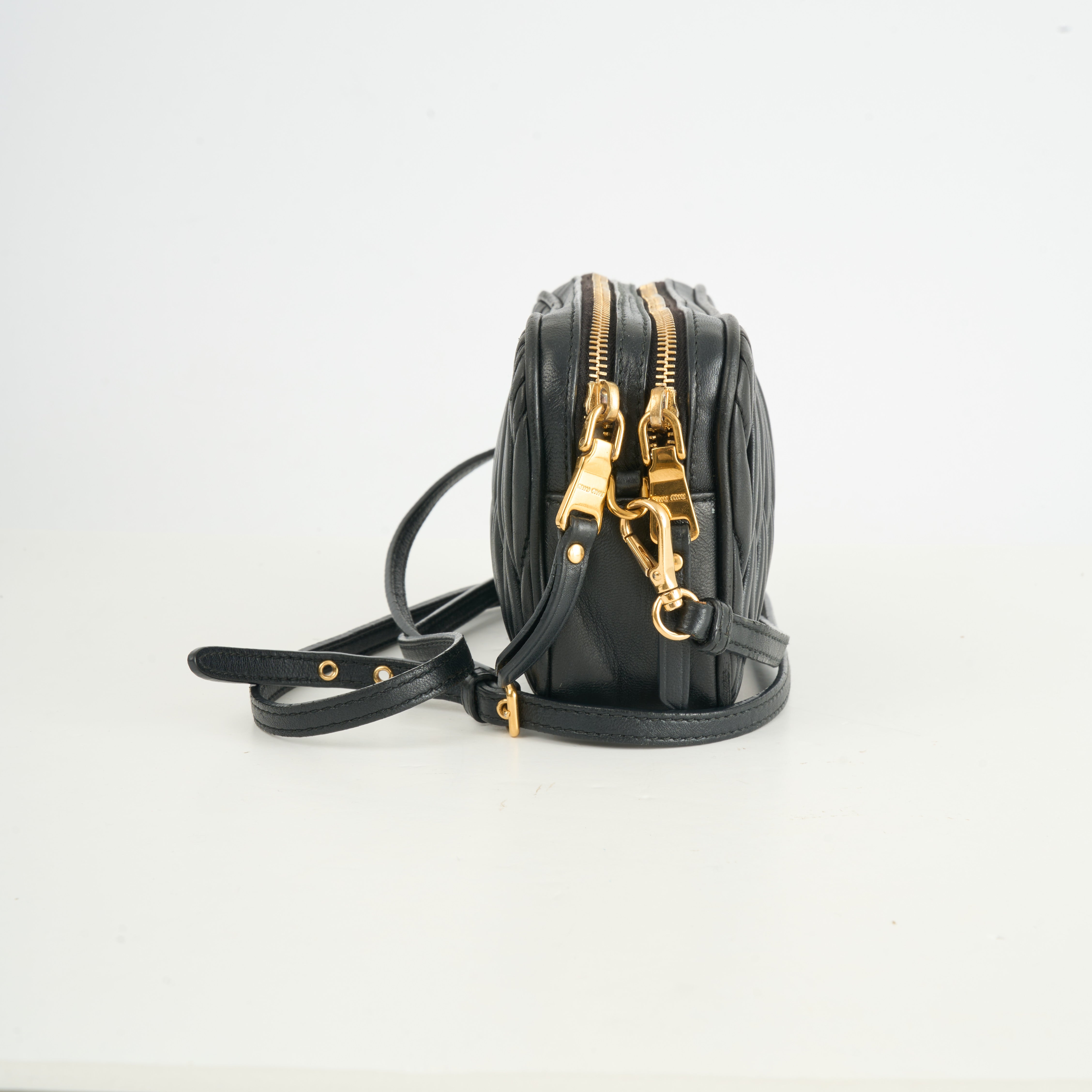 Miu Miu Matelassé Crossbody Bag Black