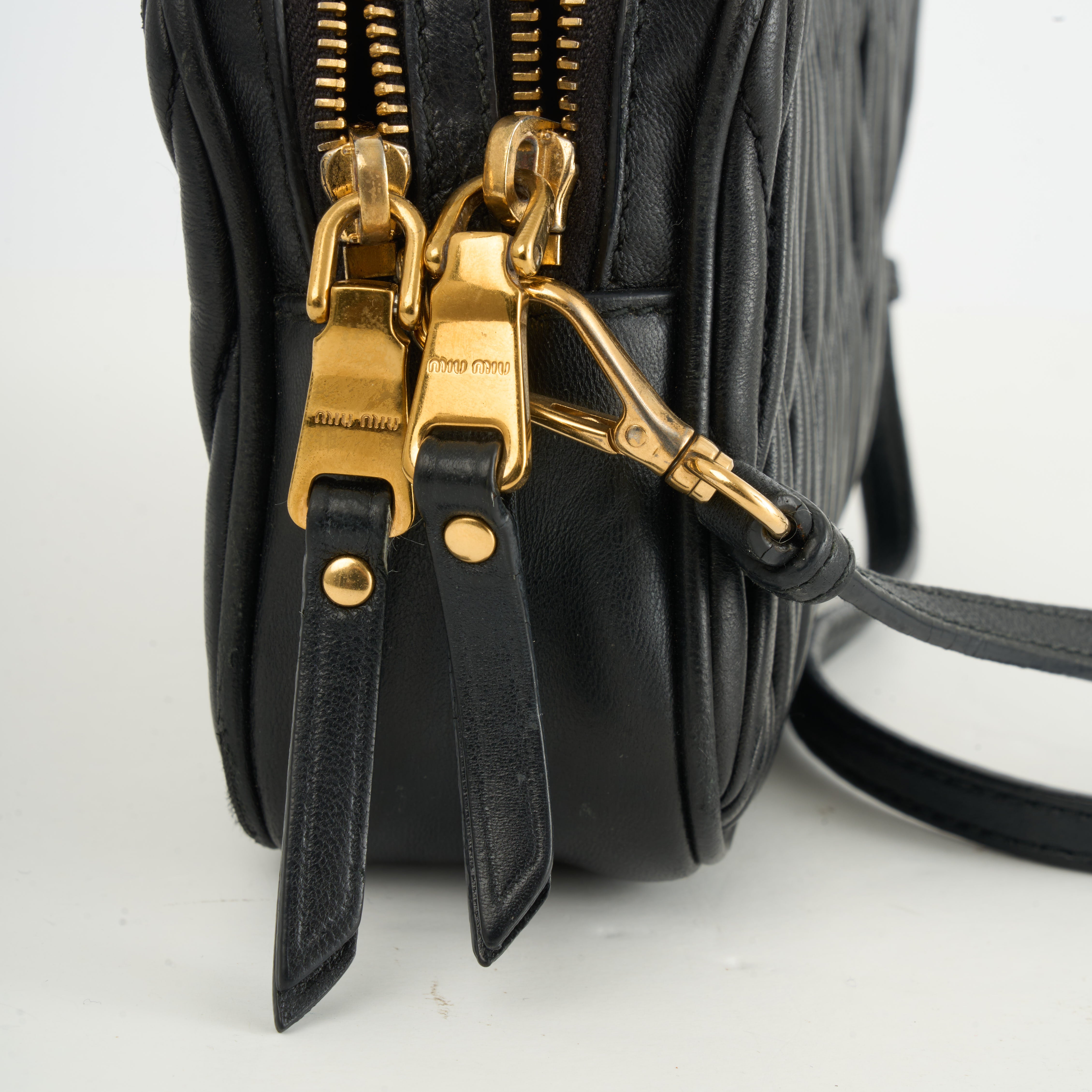 Miu Miu Matelassé Crossbody Bag Black