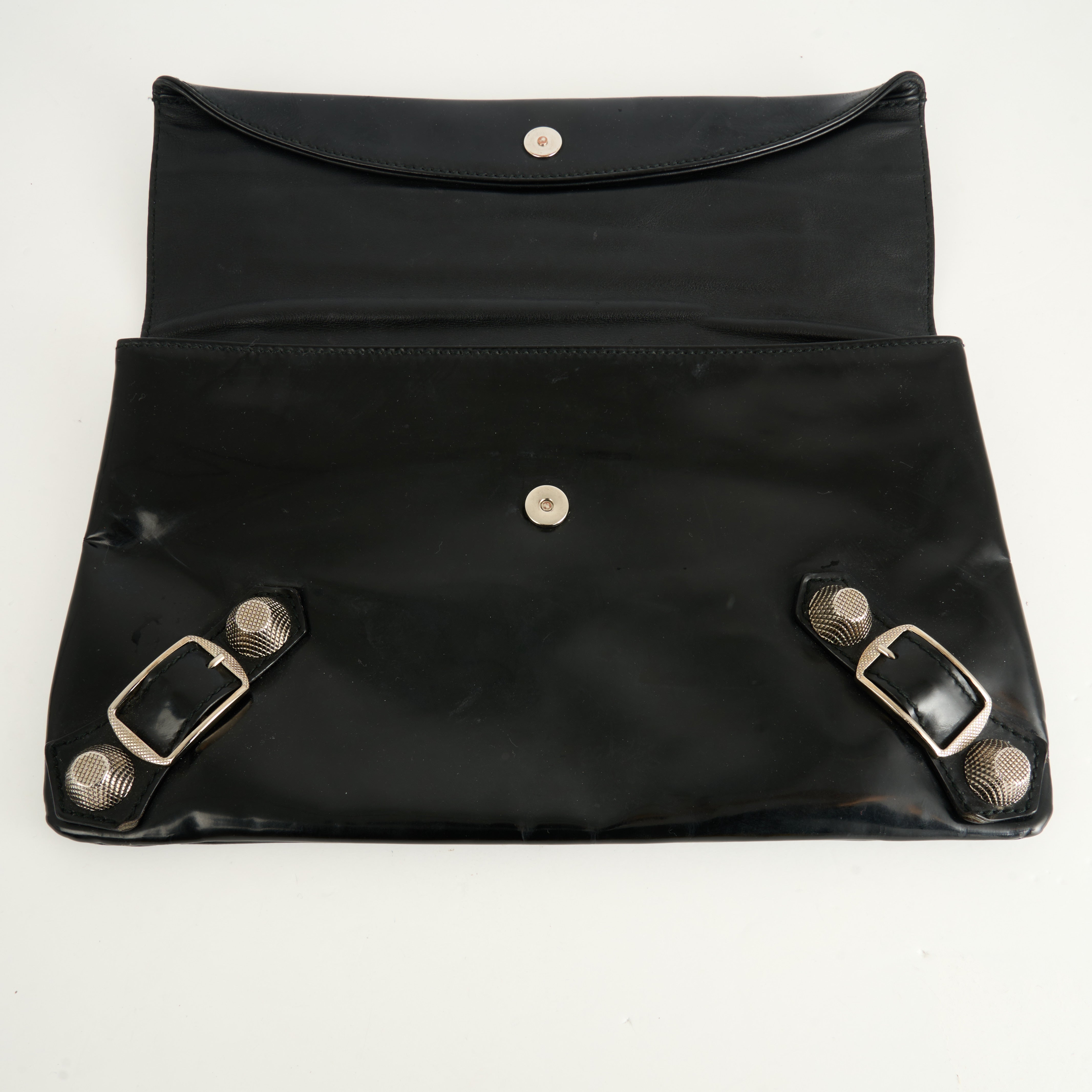 Balenciaga Envelope Clutch Patent Leather Black