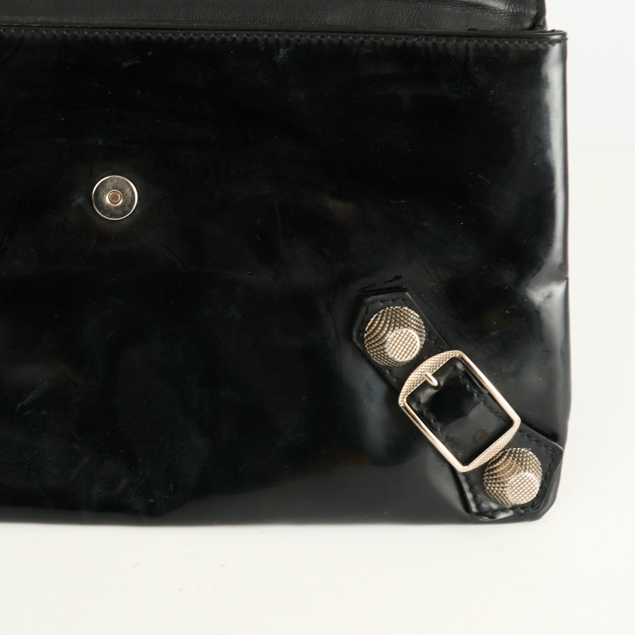 Balenciaga Envelope Clutch Patent Leather Black