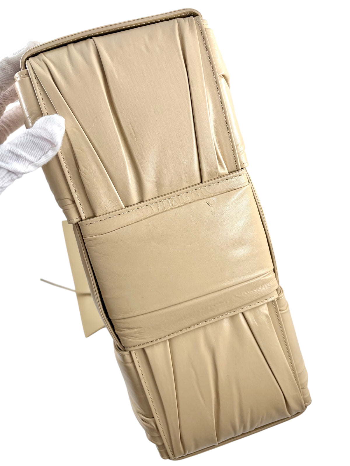 Wintage Bottega Veneta Arco Tote in Beige aus gefaltetem Leder mit charakteristischem Intrecciato-Design