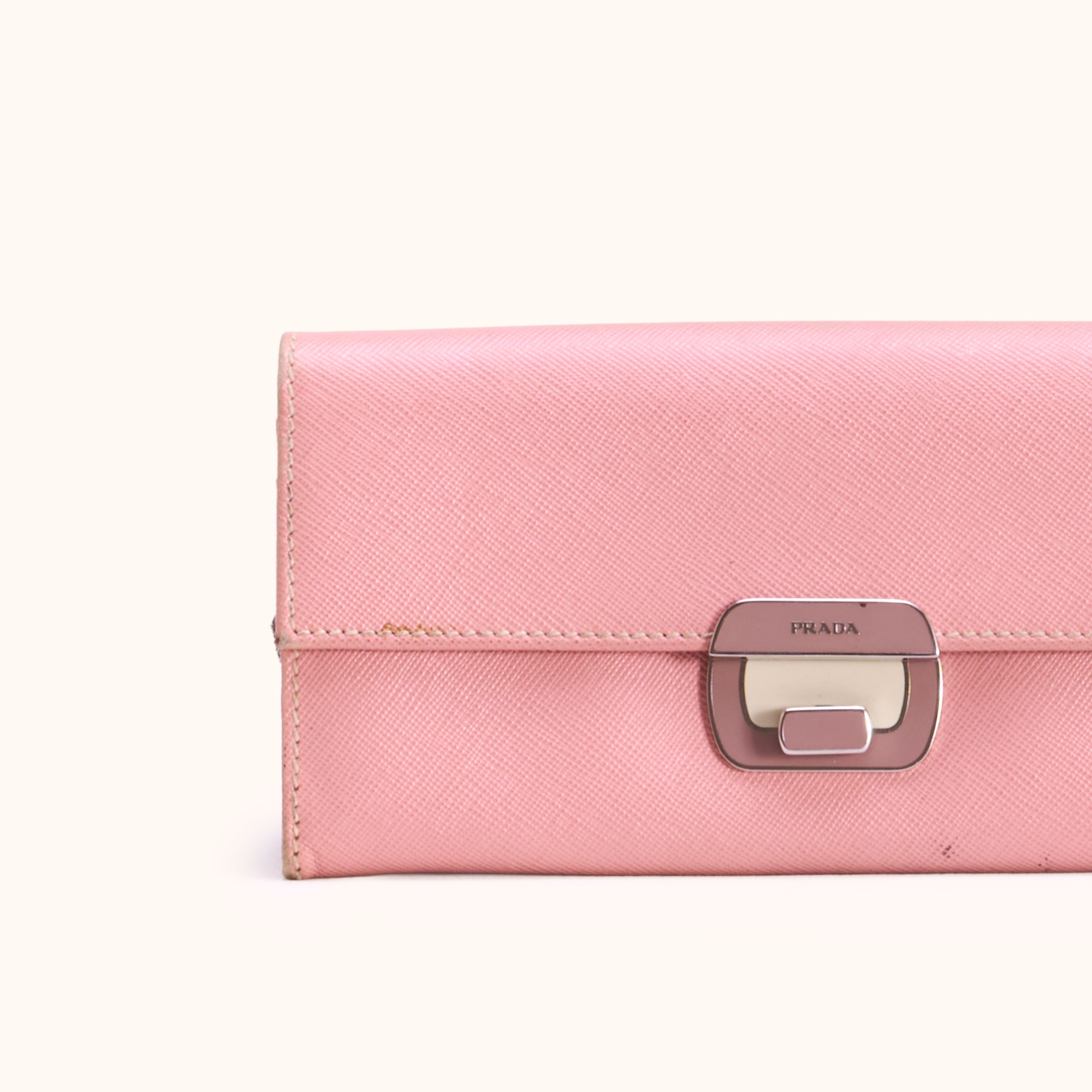 Prada Saffiano Pink Leder Wallet