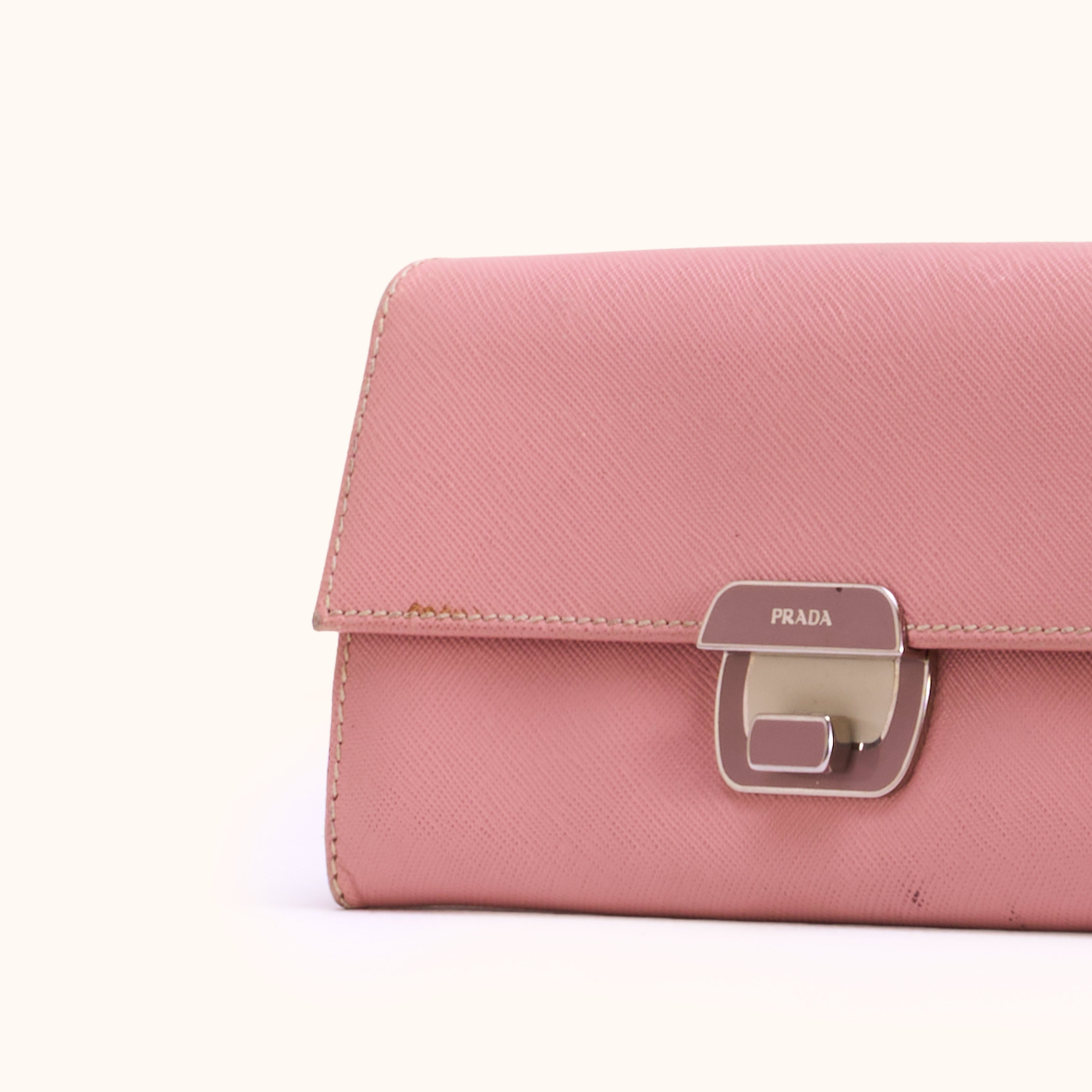 Prada Saffiano Pink Leder Wallet