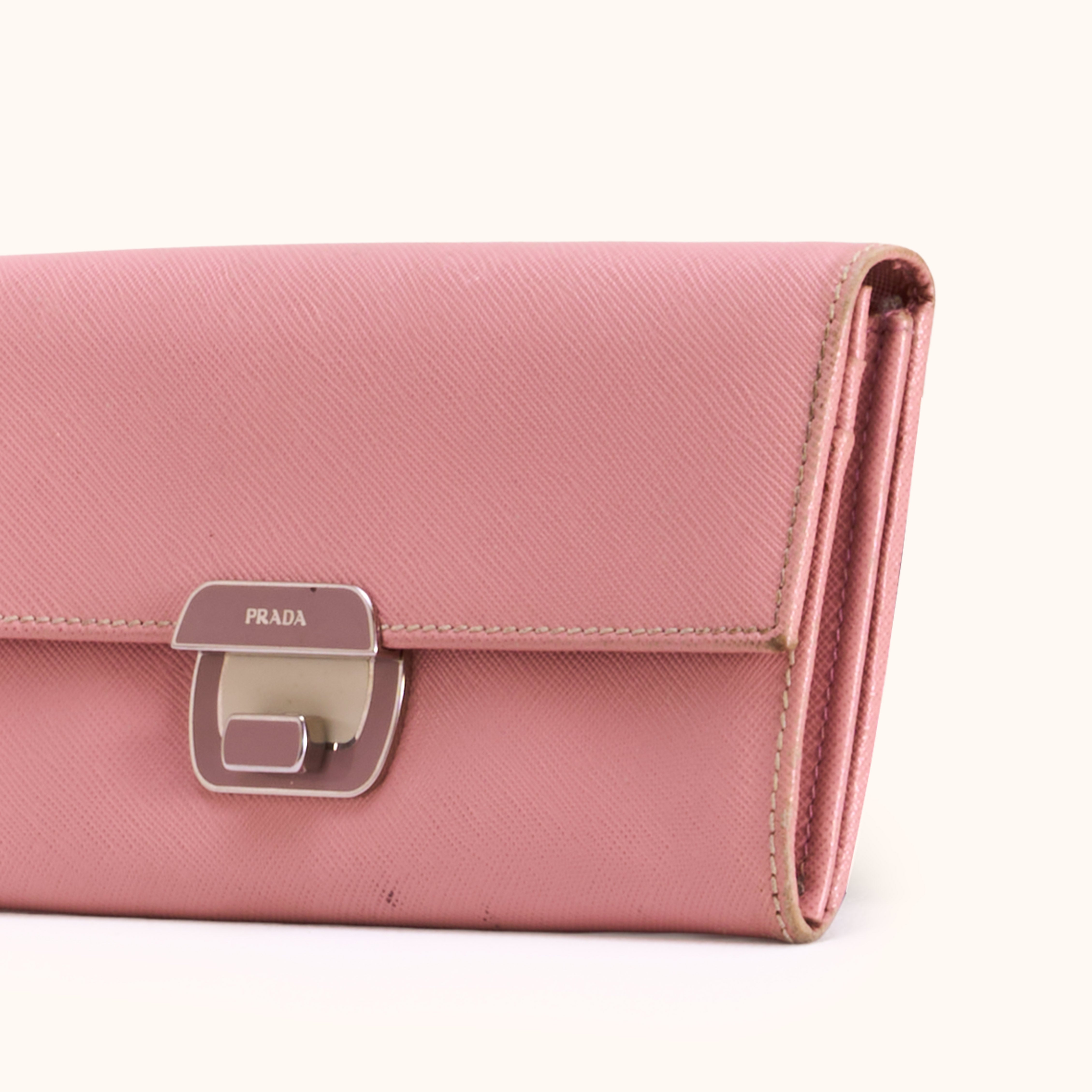Prada Saffiano Pink Leder Wallet