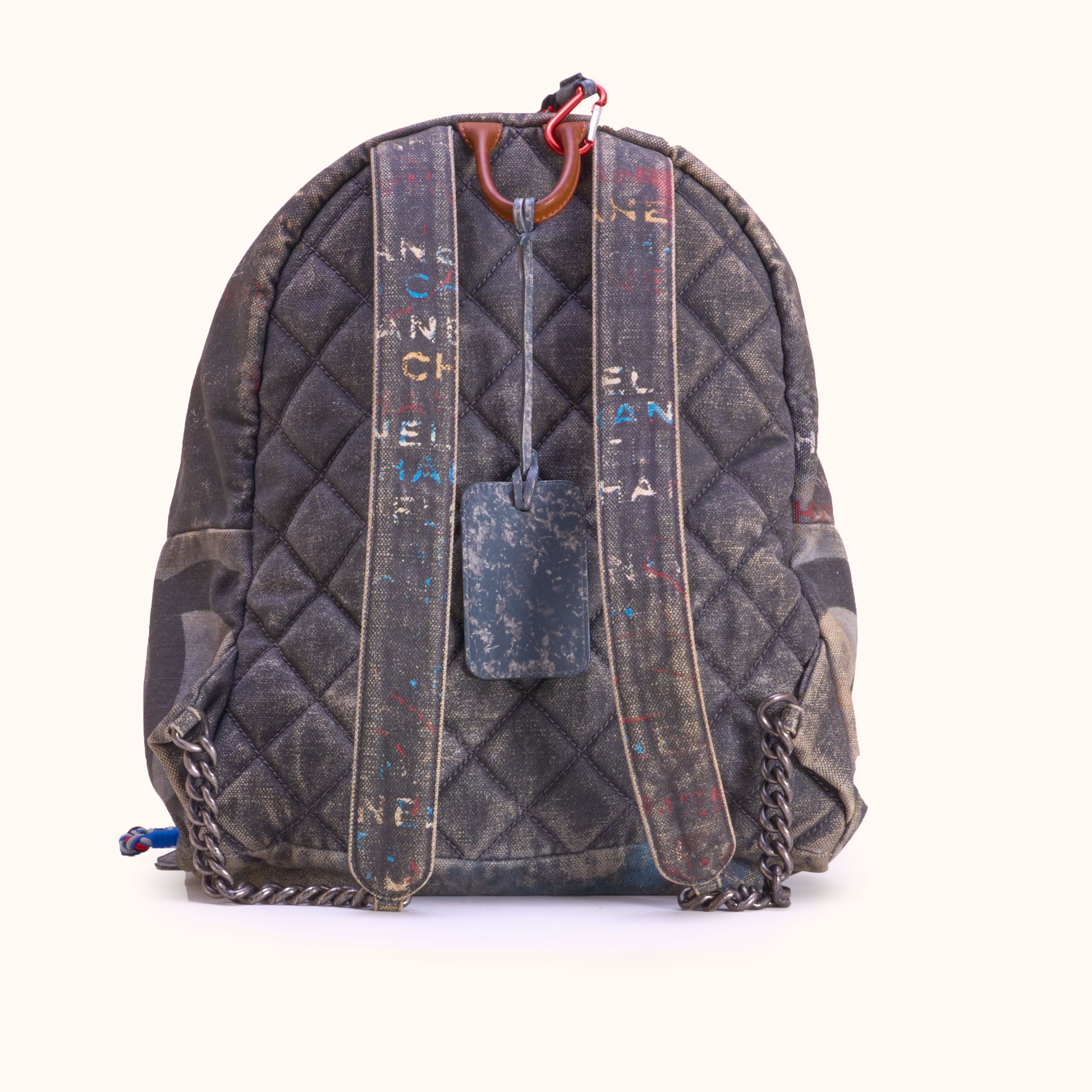 Chanel Graffiti Canvas Backpack 37 Rue Cambon Paris Rucksack