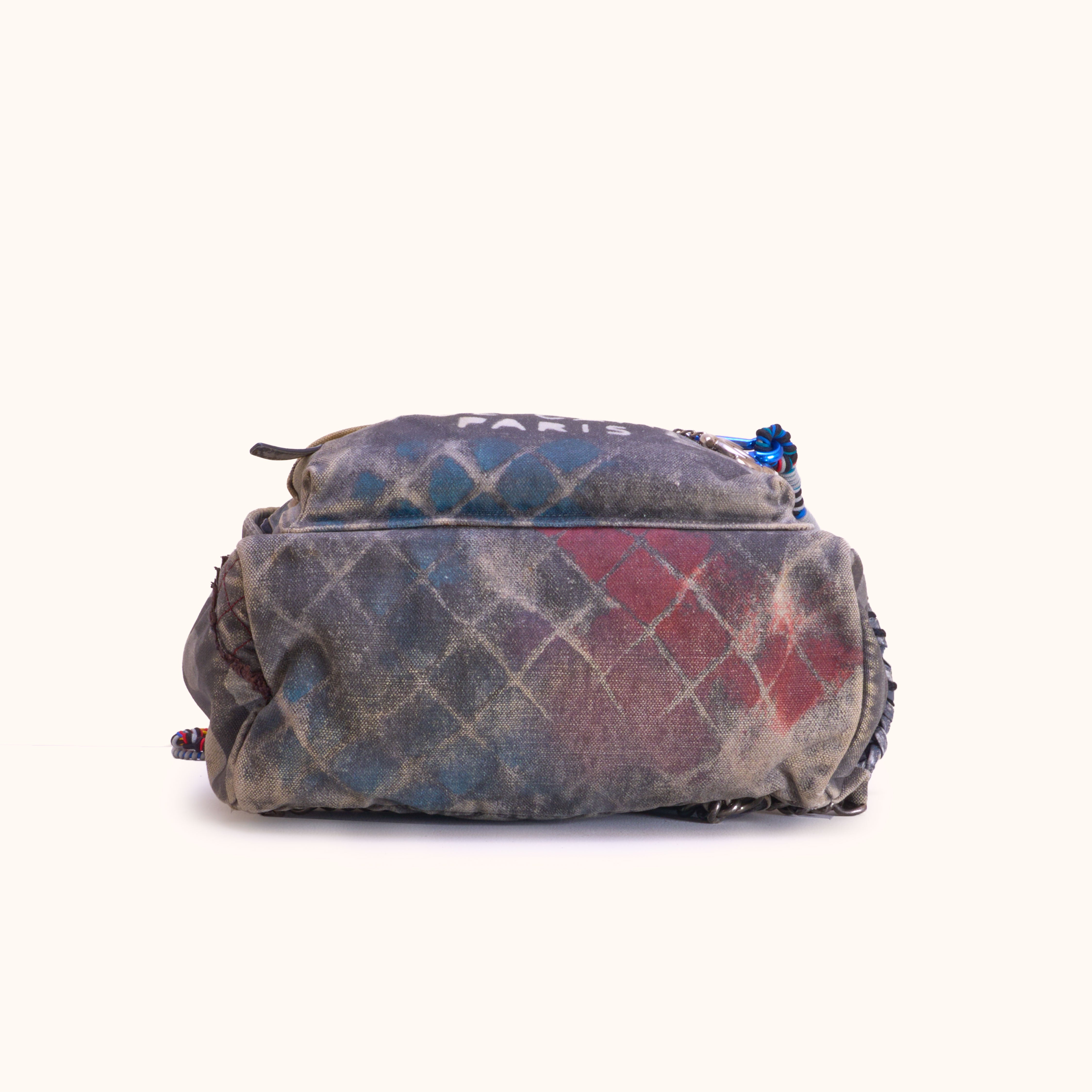 Chanel Graffiti Canvas Backpack 37 Rue Cambon Paris Rucksack