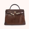 Hermès Kelly 32 Sellier Alligator & Box Calf Marron