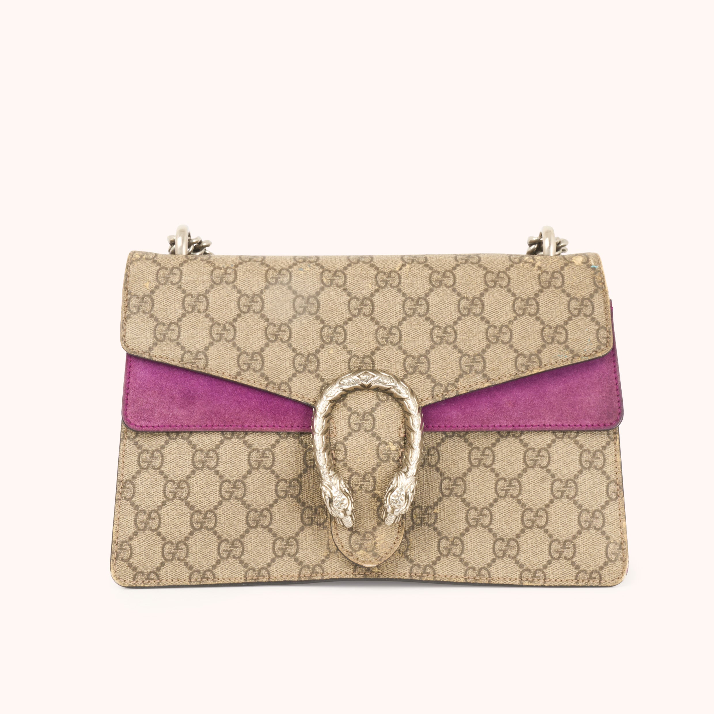 Gucci Dionysus GG Supreme Canvas Shoulder Bag Beige/Violett – Wintage