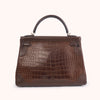 Hermès Kelly 32 Sellier Alligator & Box Calf Marron