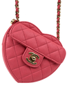 Chanel Heart Mini Flap Chain Shoulder Bag Pink Quilted Lambskin