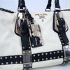Prada Studded Two-Tone Satchel Handbag