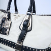 Prada Studded Two-Tone Satchel Handbag