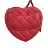 Wintage Chanel Herz Mini Umhängetasche aus rosa gestepptem Lammleder mit goldfarbener Kette