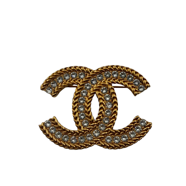 Chanel CC Brosche (Geflochtenes Gold-Design) – Ansicht 1