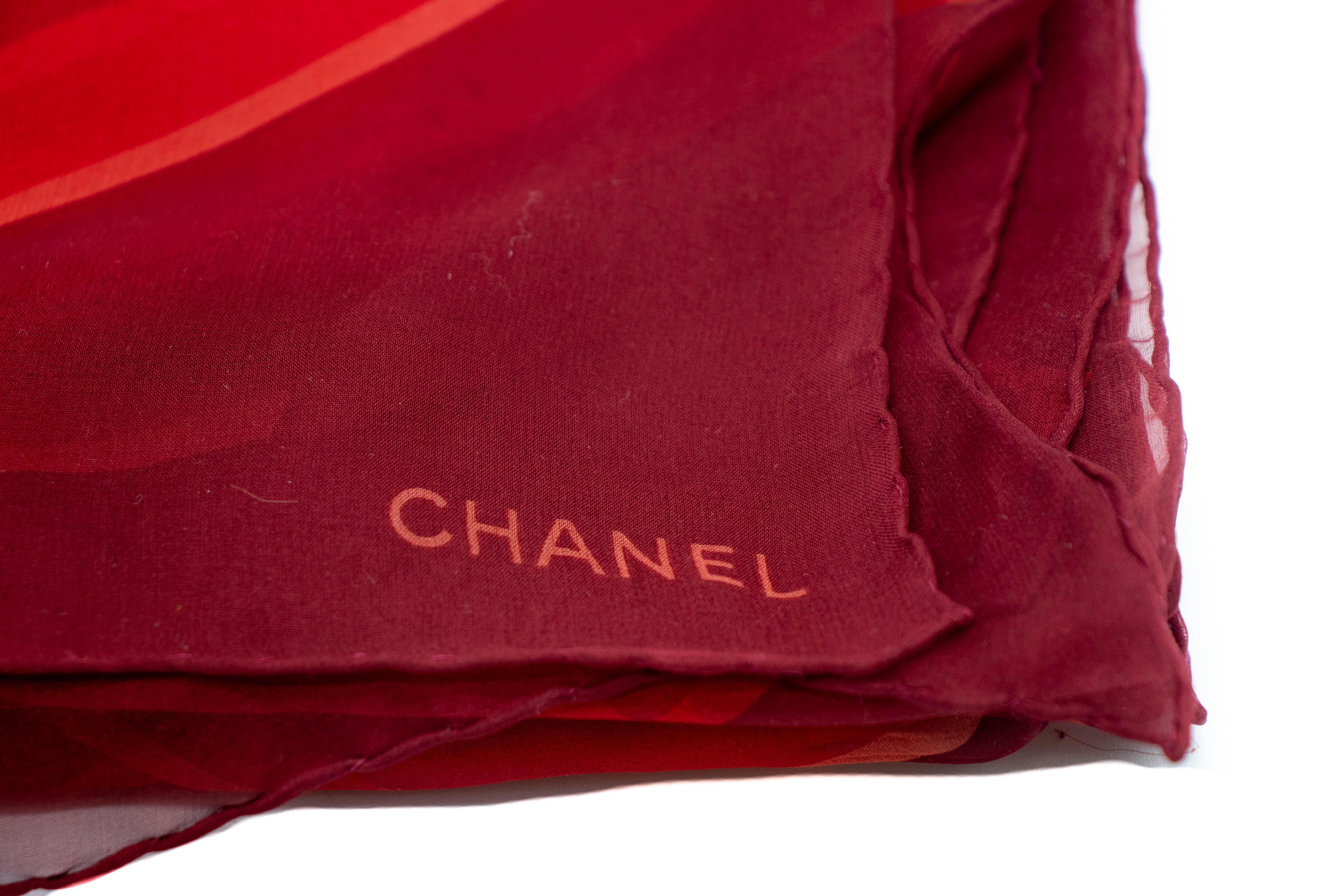 Chanel Mono Silk Scarf Red