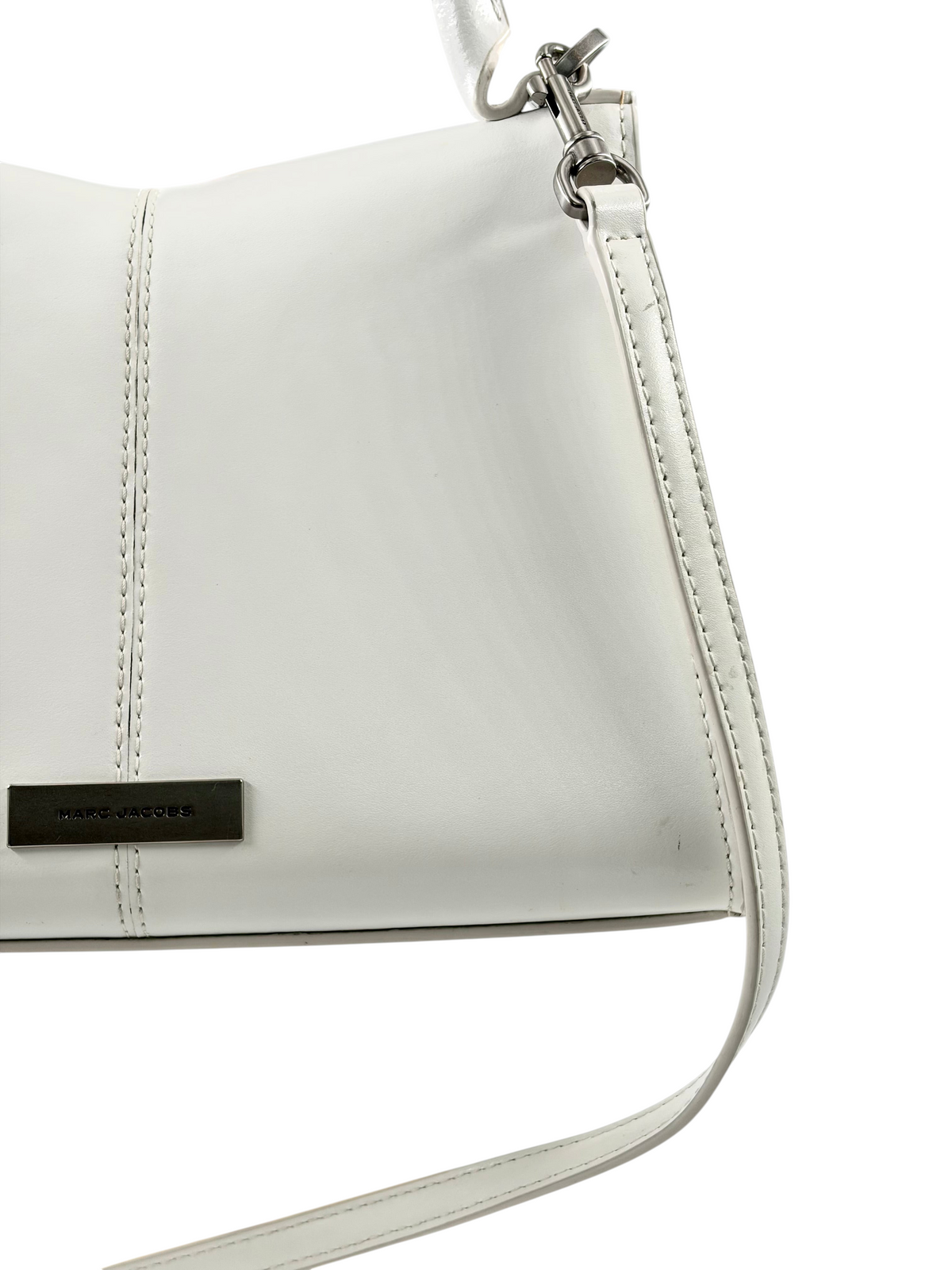 Wintage Marc Jacobs The St. Marc Handtasche aus weißem Glattleder mit silberner Hardware und Tragehenkel