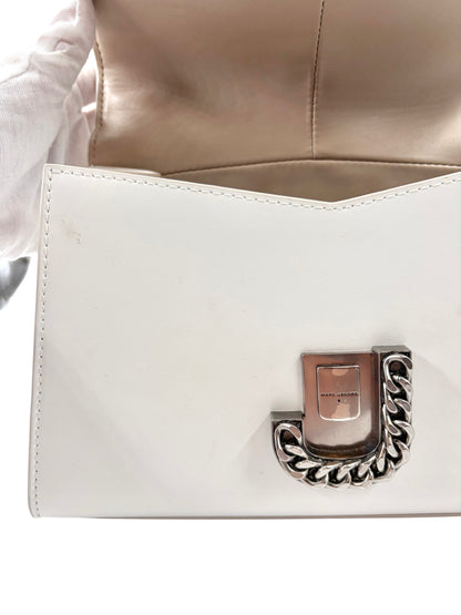 Wintage Marc Jacobs The St. Marc Handtasche aus weißem Glattleder mit silbernem J-Marc-Verschluss und Kettendetail