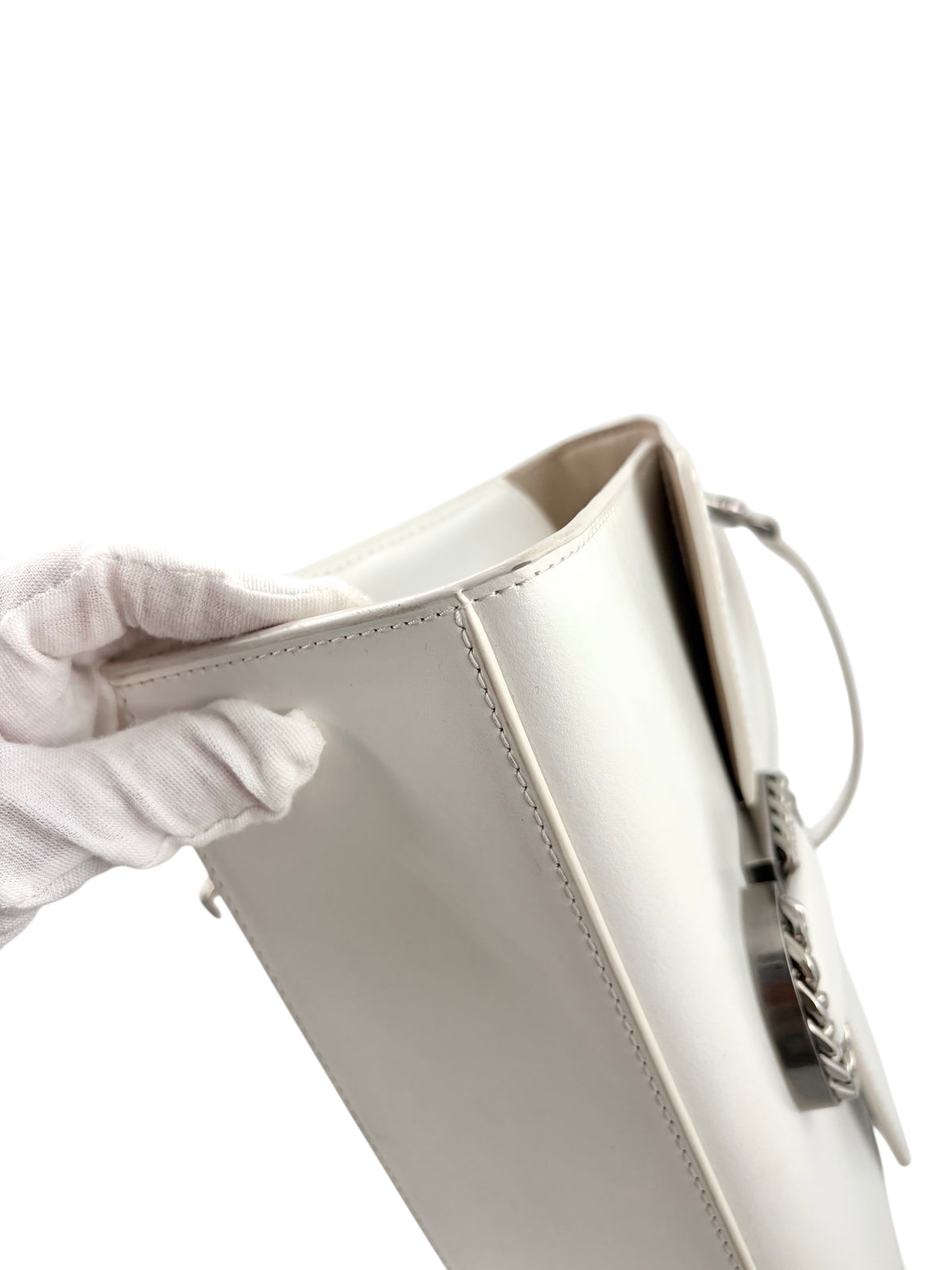Wintage Marc Jacobs The St. Marc Top Handle Bag aus weißem Glattleder mit silberfarbenem J-Marc-Verschluss