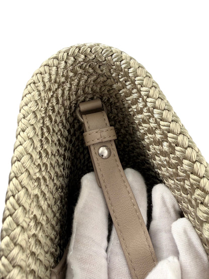 Wintage Balenciaga Ibiza Basket Tote aus beigem geflochtenem Naturmaterial mit Lederriemen und silbernem Detail