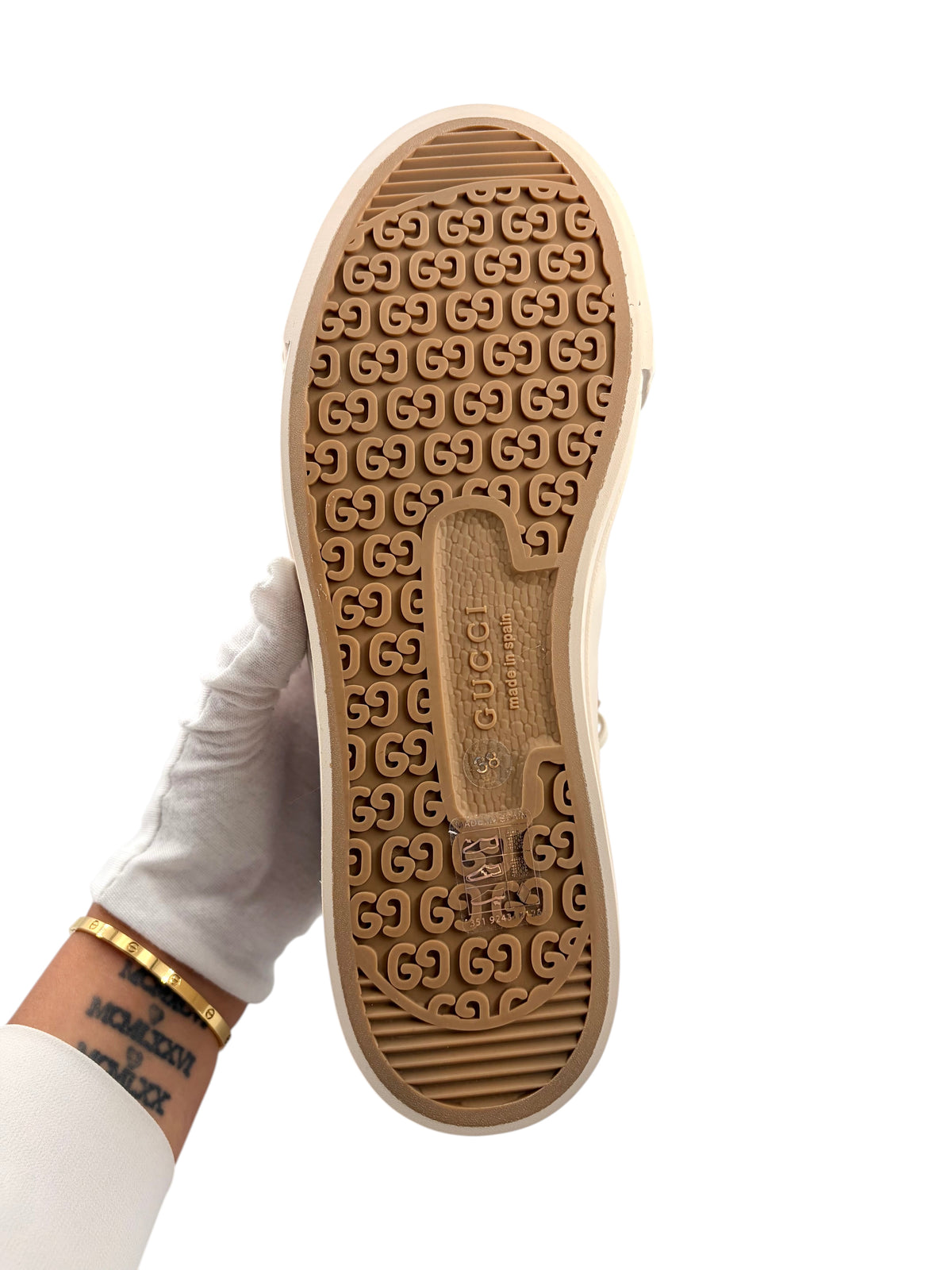 Wintage Gucci GG Monogram Chunky Sneaker Sohle mit eingeprägtem Logo und Profil in Beige