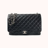 Chanel Classic Maxi Flap Bag in Caviar Leder mit Silber-Hardware