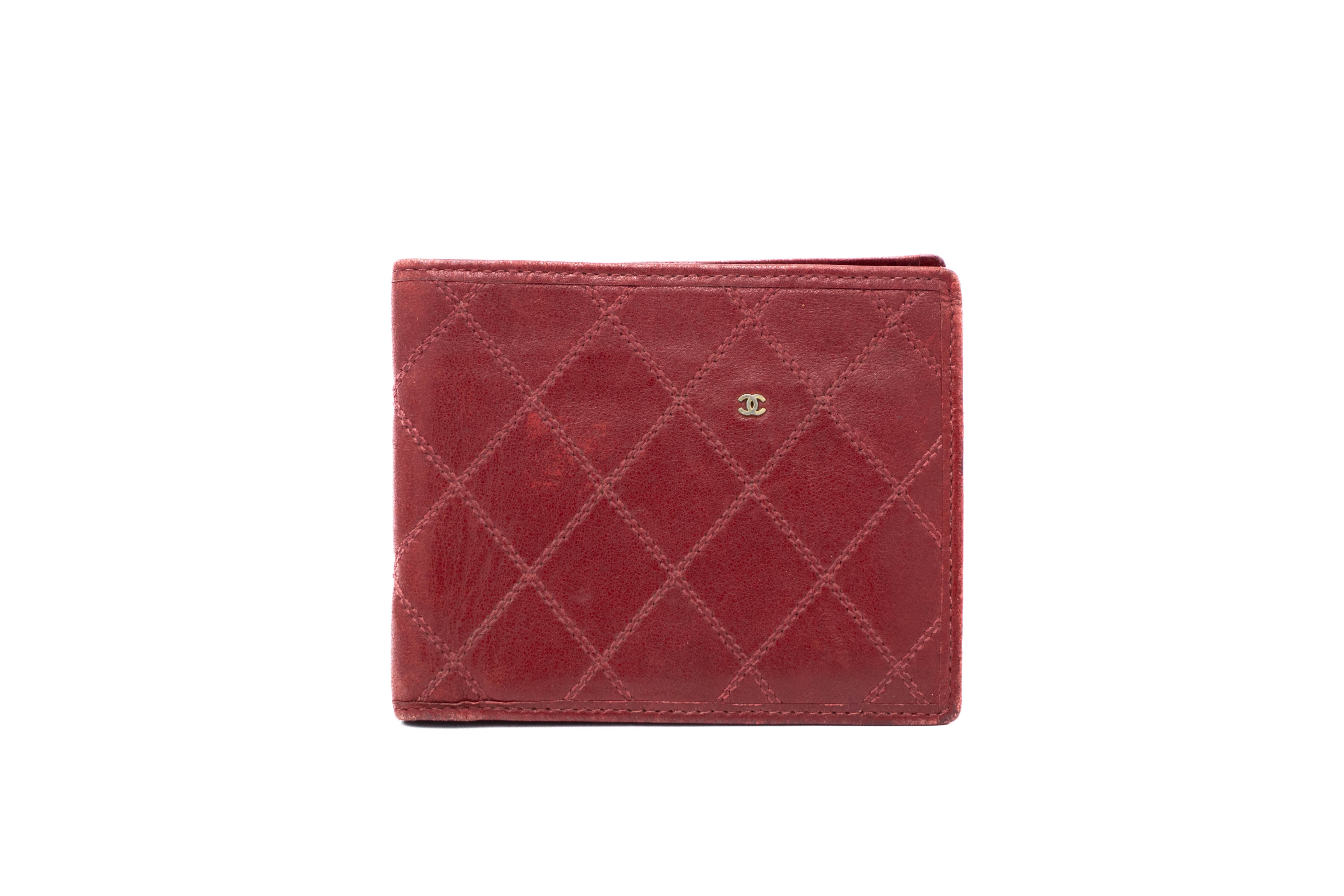 CHANEL RED QUILTED LAMBSKIN WALLET