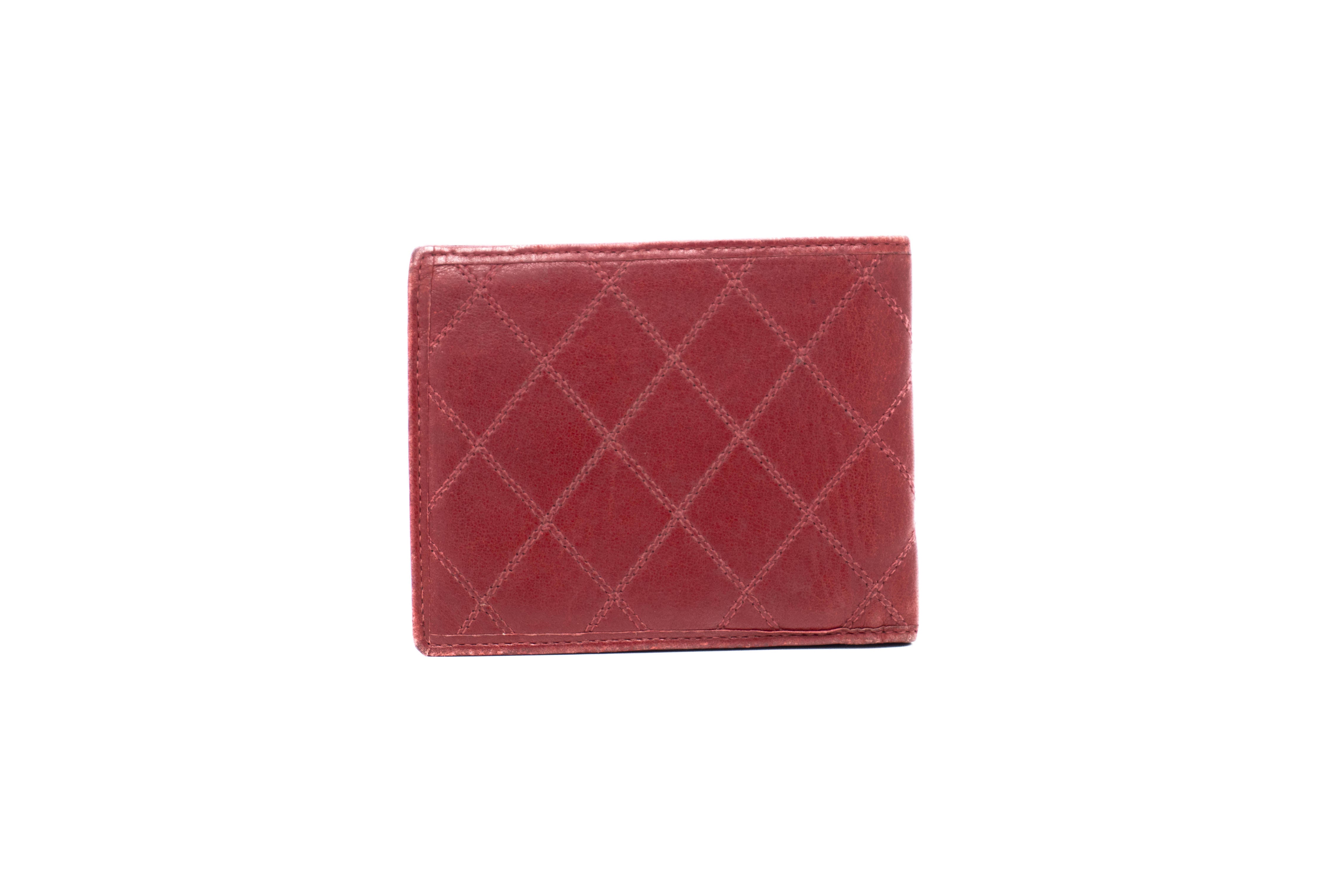 CHANEL RED QUILTED LAMBSKIN WALLET